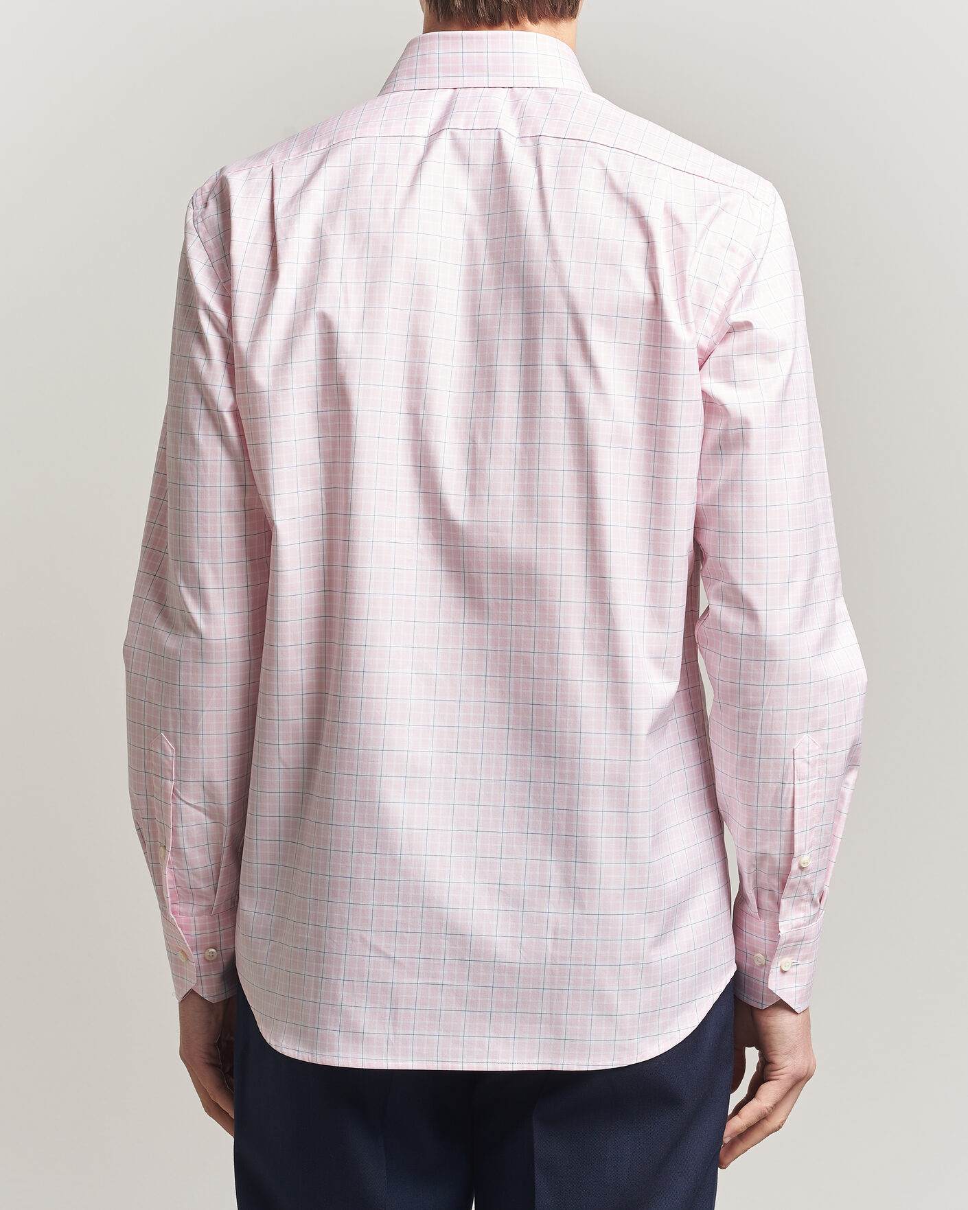 Herr | Skjortor | Stenströms | Regular Fit Over Check Cotton Shirt Pink