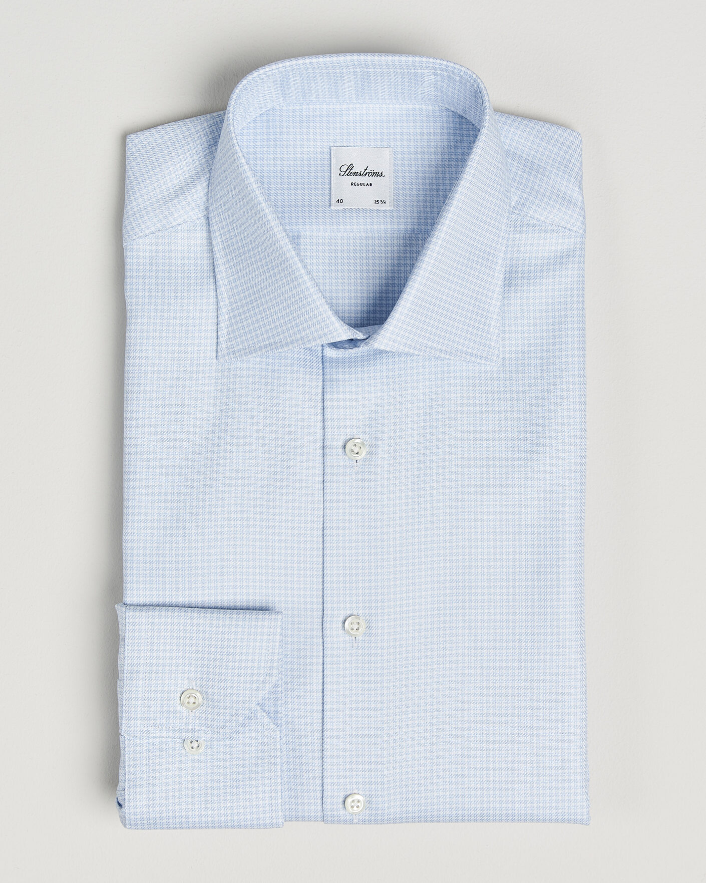 Herr | Skjortor | Stenströms | Regular Fit Micro Structure Shirt Light Blue