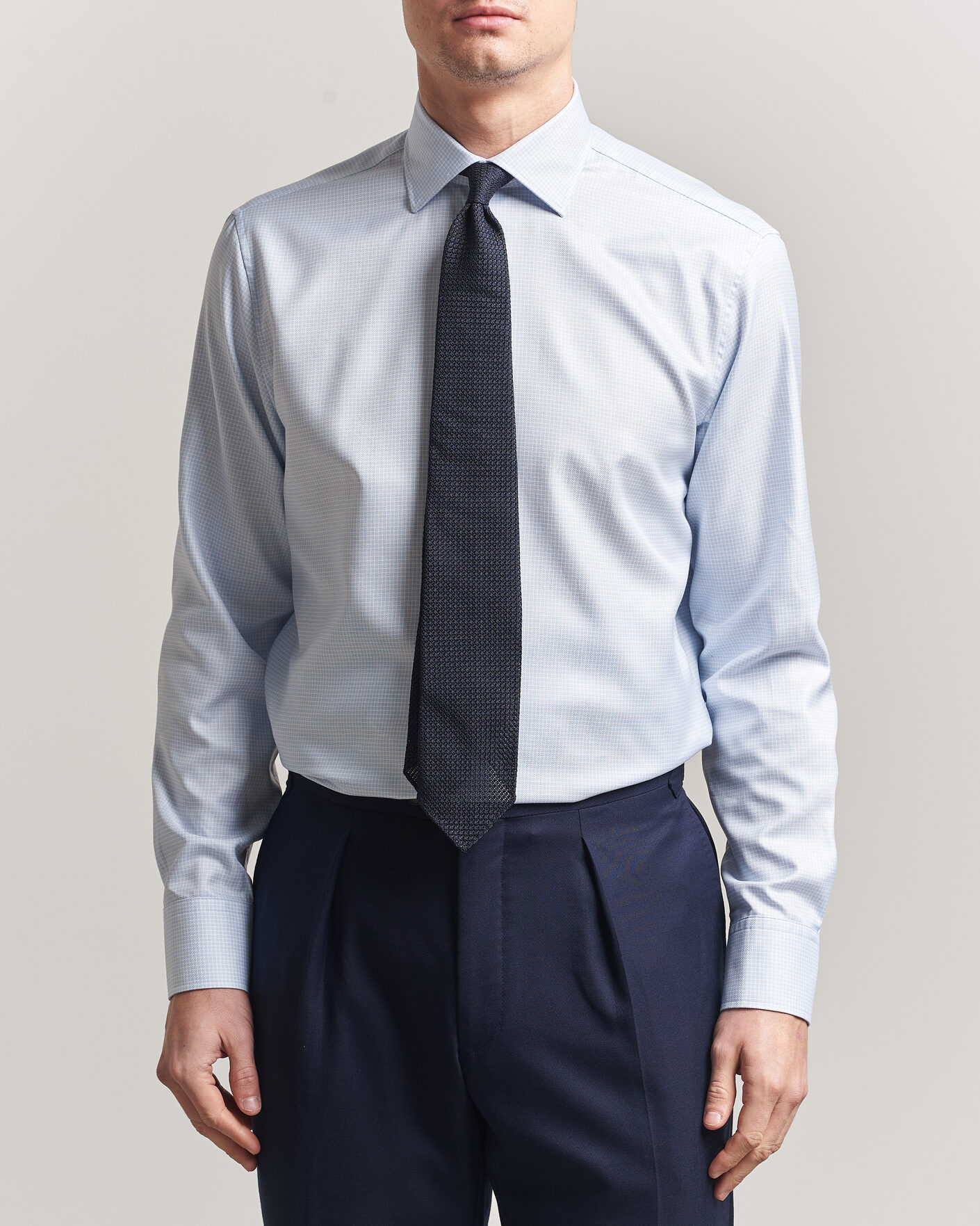 Herr | Skjortor | Stenströms | Regular Fit Micro Structure Shirt Light Blue