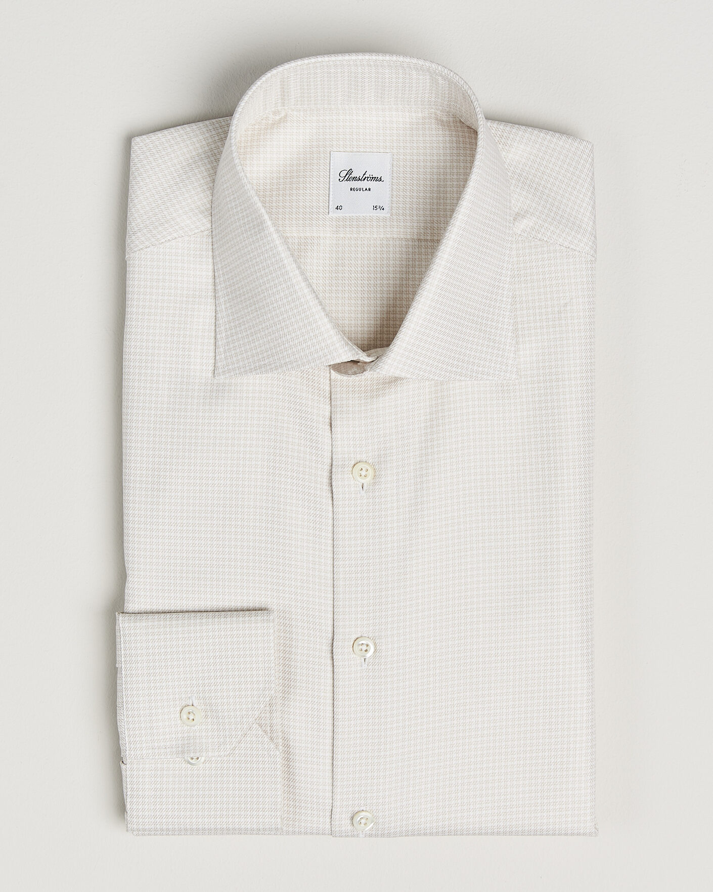 Herr | Skjortor | Stenströms | Regular Fit Micro Structure Shirt Beige