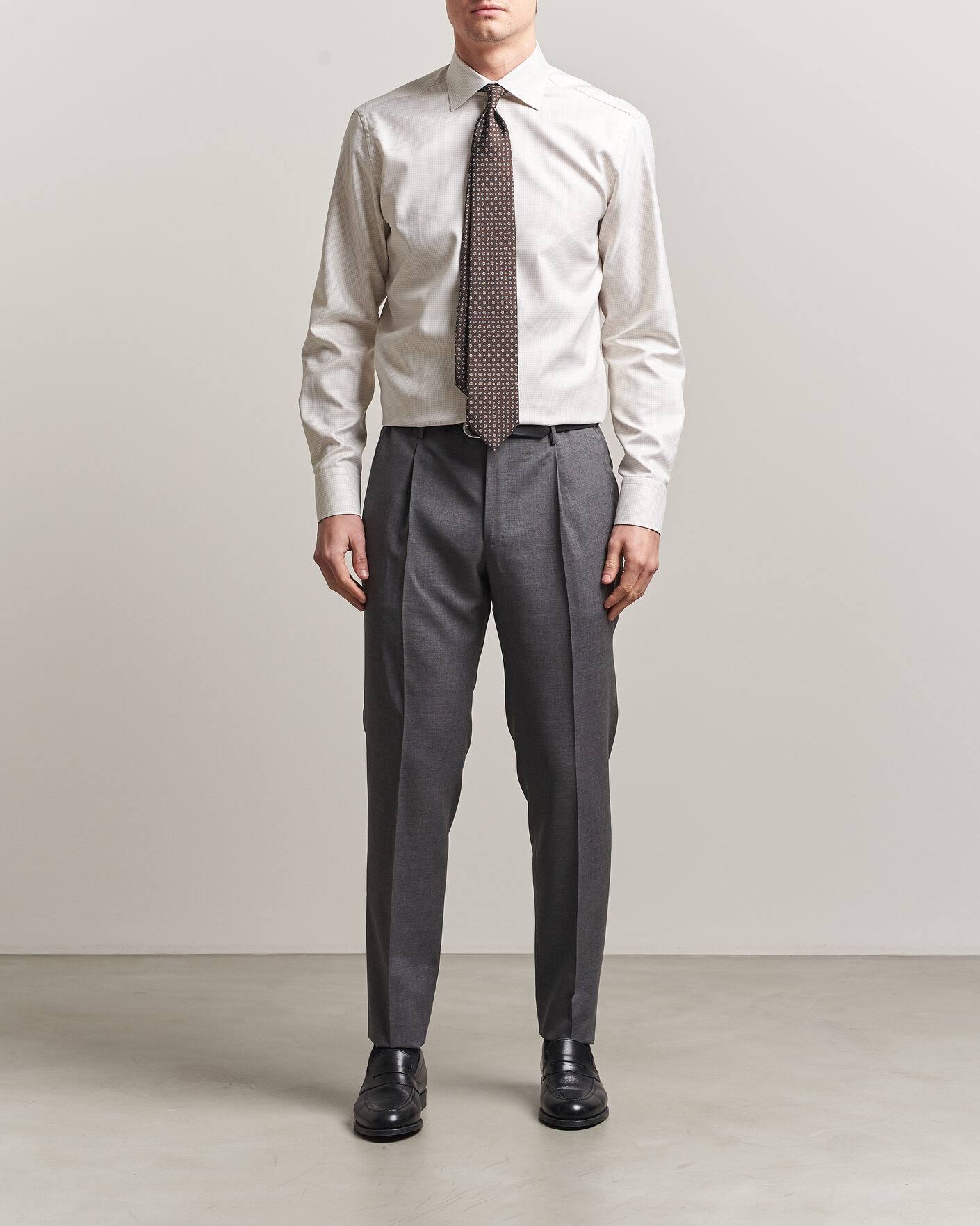 Herr | Skjortor | Stenströms | Regular Fit Micro Structure Shirt Beige