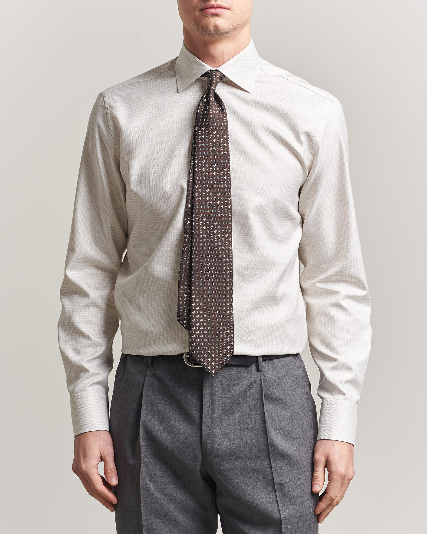Herr | Skjortor | Stenströms | Regular Fit Micro Structure Shirt Beige