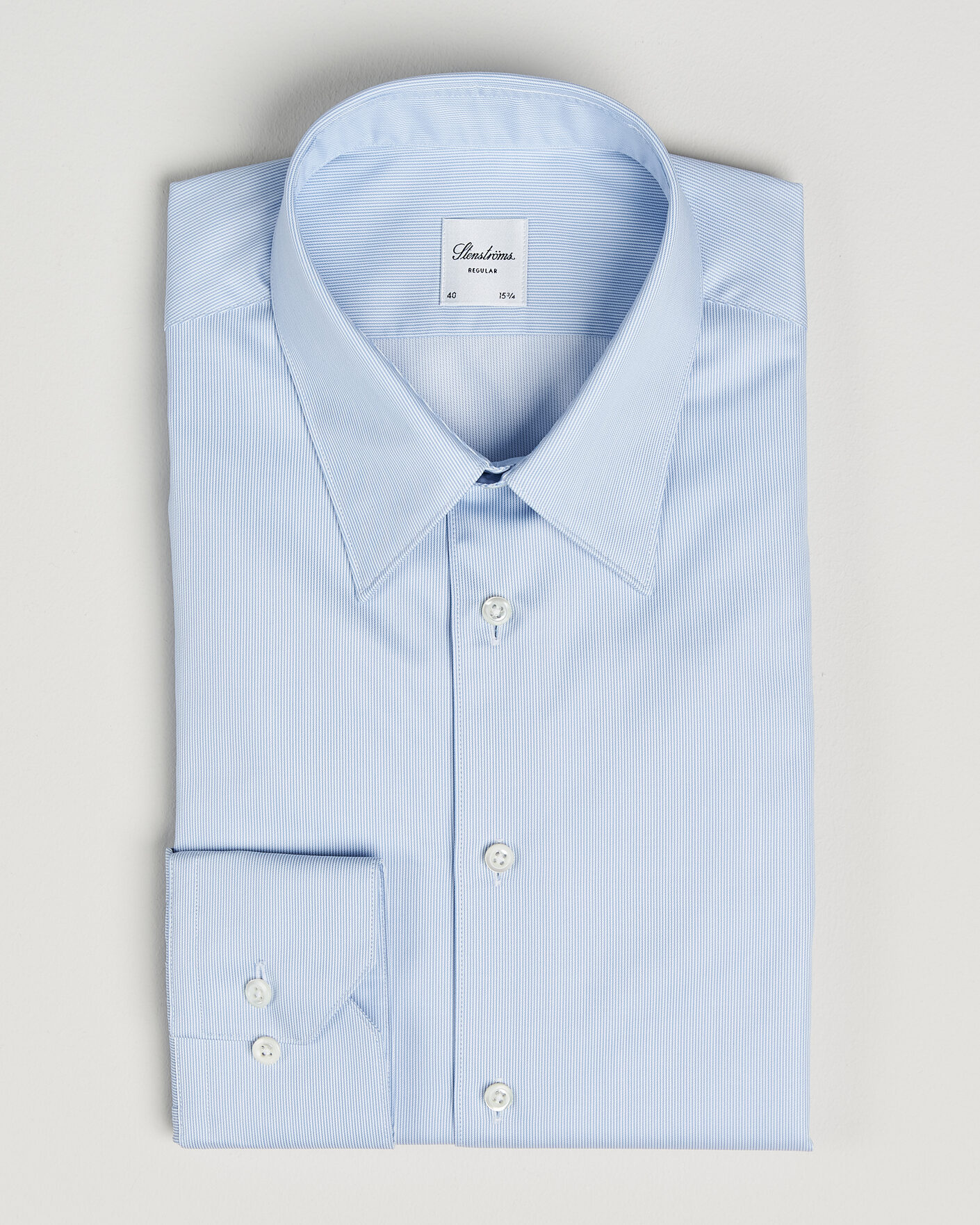 Herr | Skjortor | Stenströms | Regular Fit Thin Stripe Pointed Collar Shirt Blue