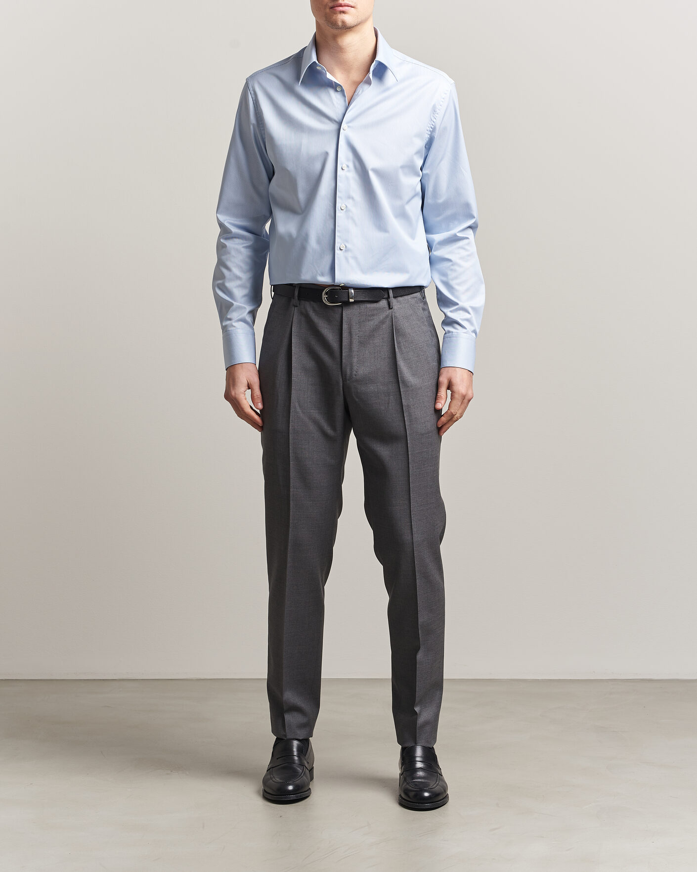 Herr | Skjortor | Stenströms | Regular Fit Thin Stripe Pointed Collar Shirt Blue
