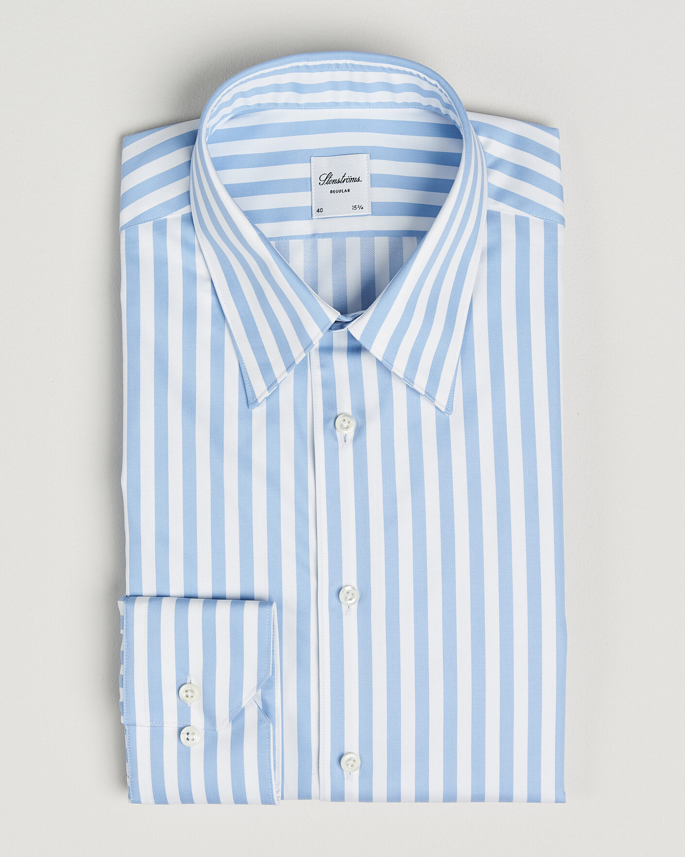 Herr | Skjortor | Stenströms | Regular Fit Striped Pointed Collar Shirt Blue
