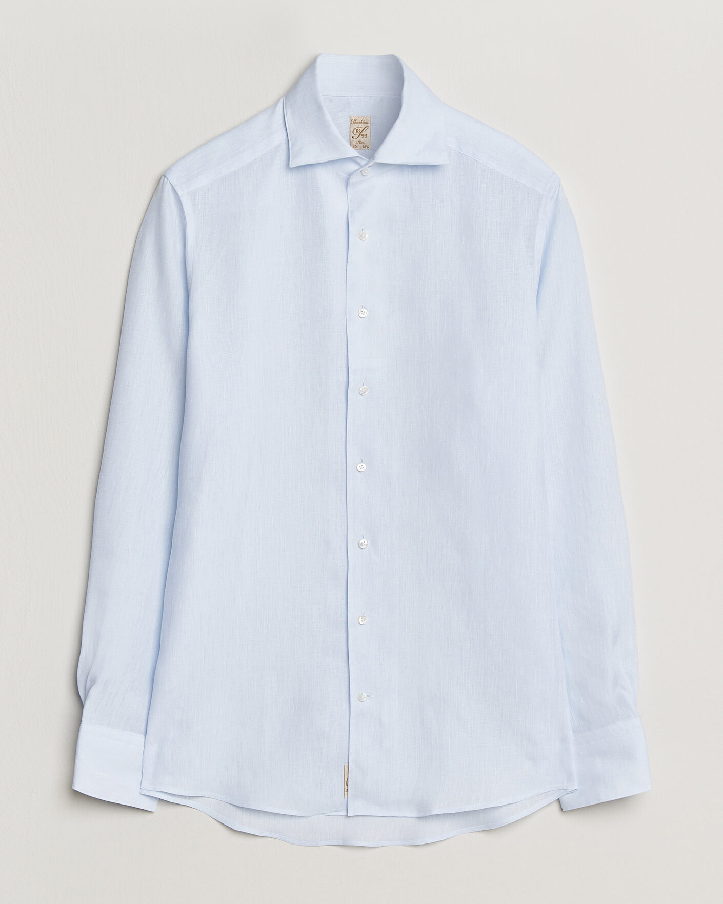 Herr | Skjortor | Stenströms | 1899 Linen One Piece Collar Shirt Light Blue