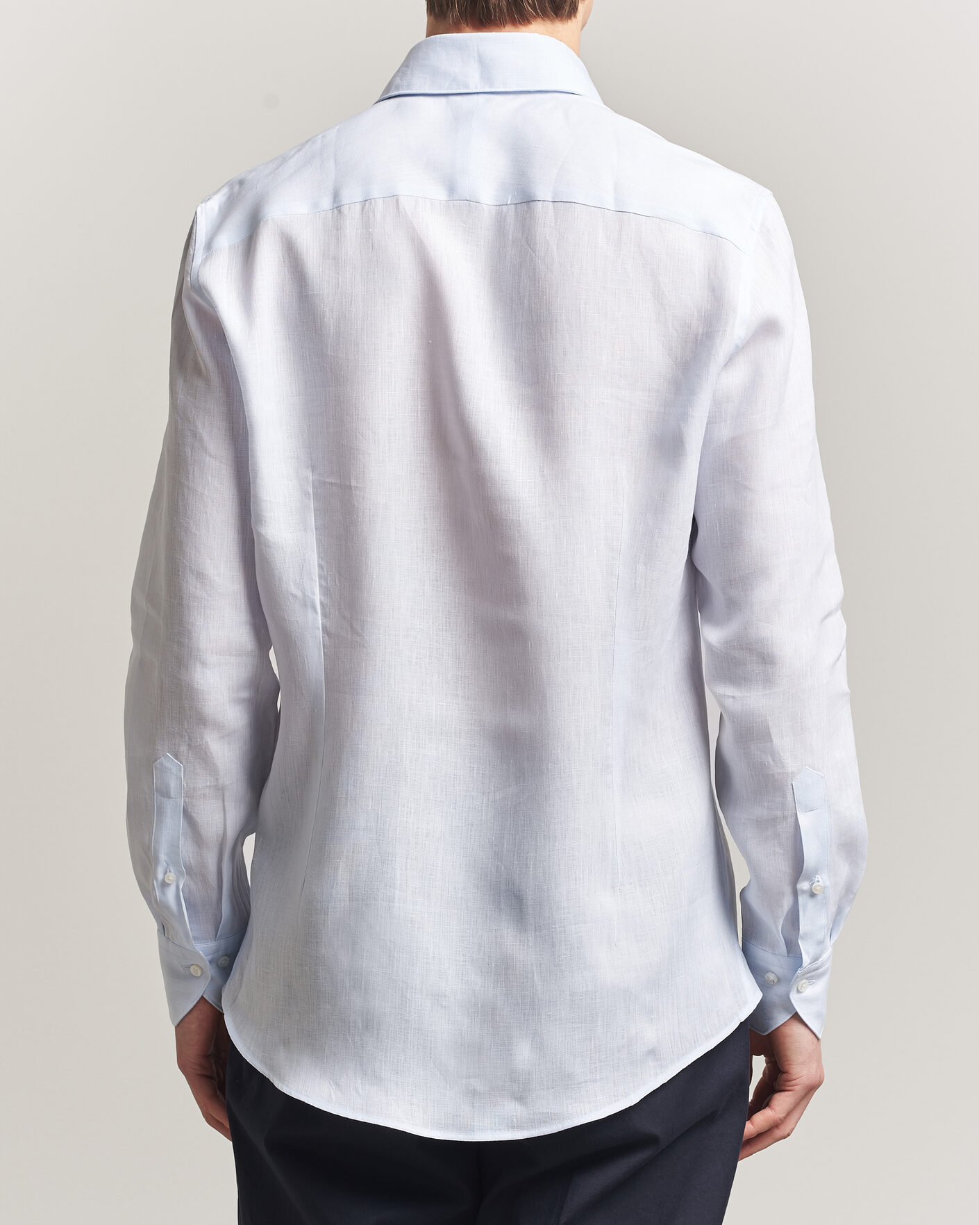Herr | Skjortor | Stenströms | 1899 Linen One Piece Collar Shirt Light Blue