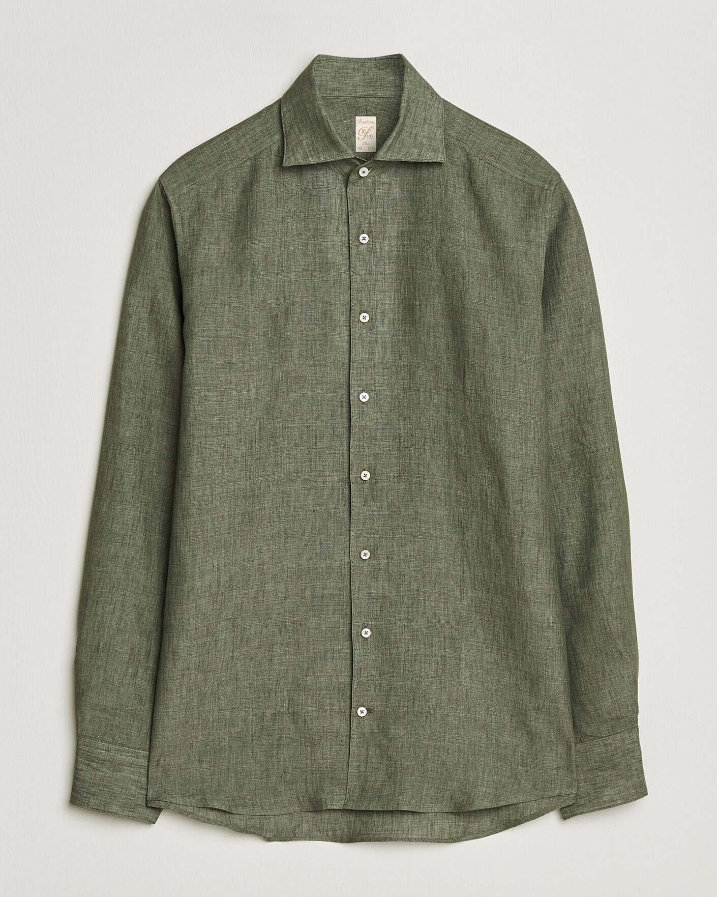 Herr | Skjortor | Stenströms | 1899 Linen One Piece Collar Shirt Olive