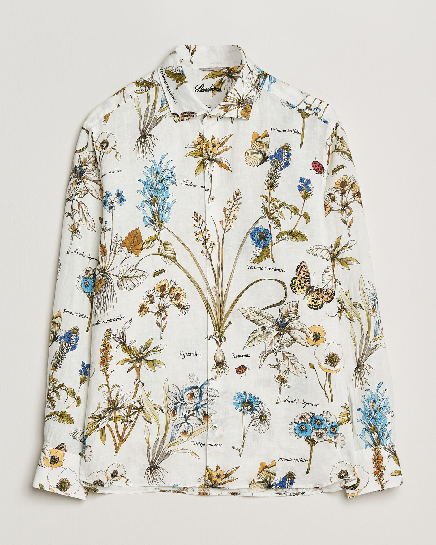 Herr | Skjortor | Stenströms | Reglar Fit Botanical Print Linen Shirt Multi
