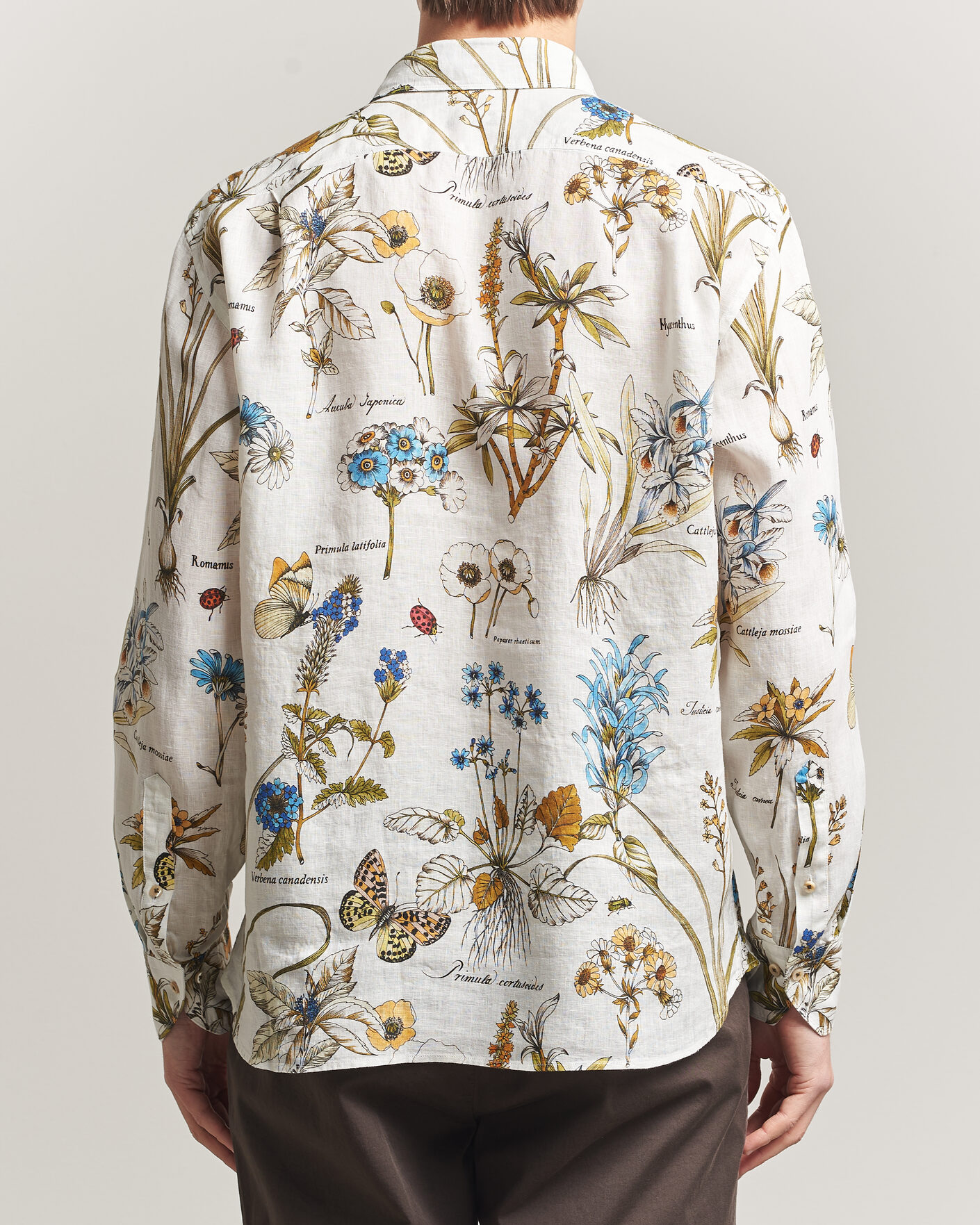Herr | Skjortor | Stenströms | Reglar Fit Botanical Print Linen Shirt Multi
