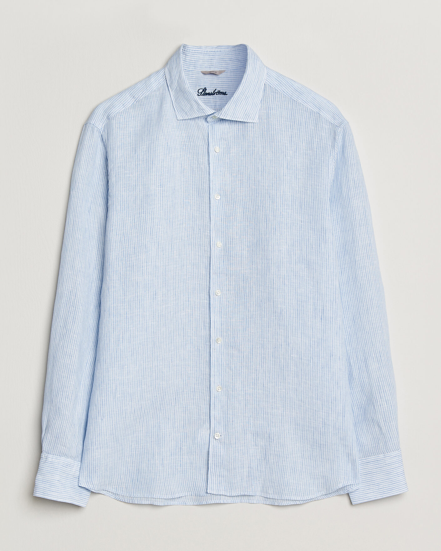 Herr | Skjortor | Stenströms | Regular Fit Thin Striped Linen Shirt Light Blue