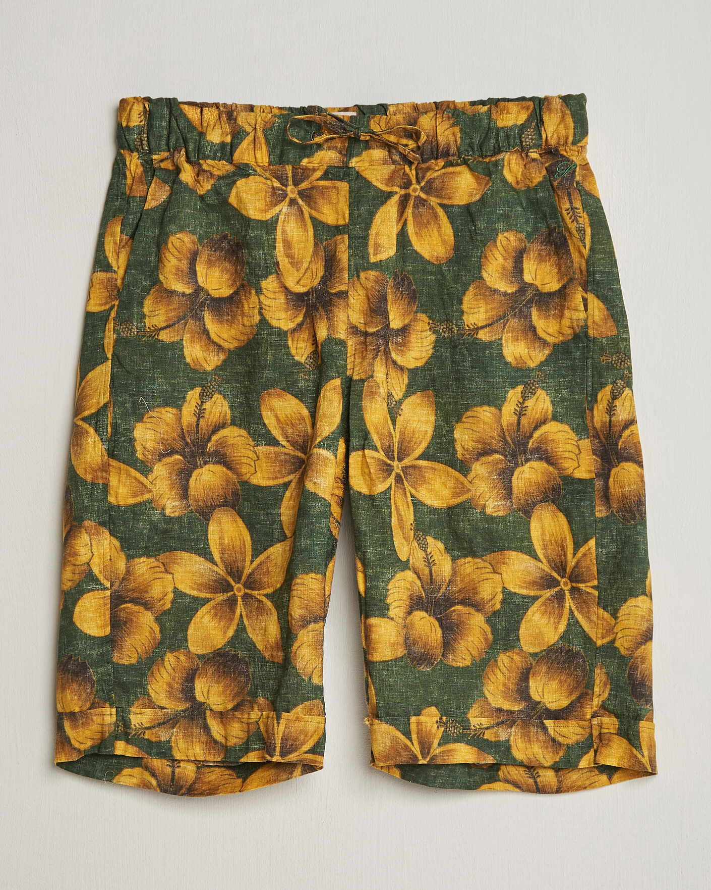 Herr | Shorts | Stenströms | Flower Printed Linen Shorts Green