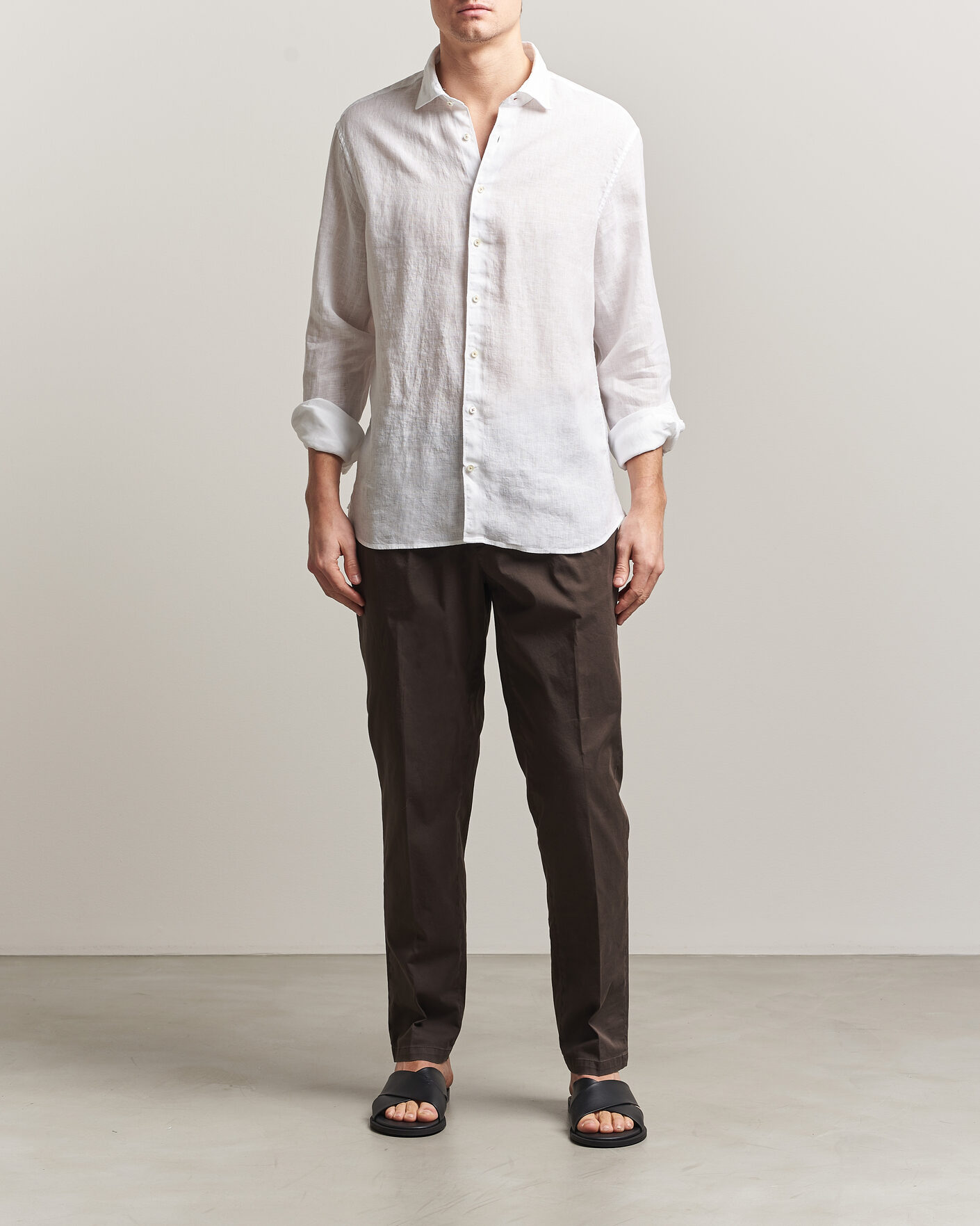 Herr | Skjortor | Stenströms | Regular Fit Cut Away Linen Shirt White