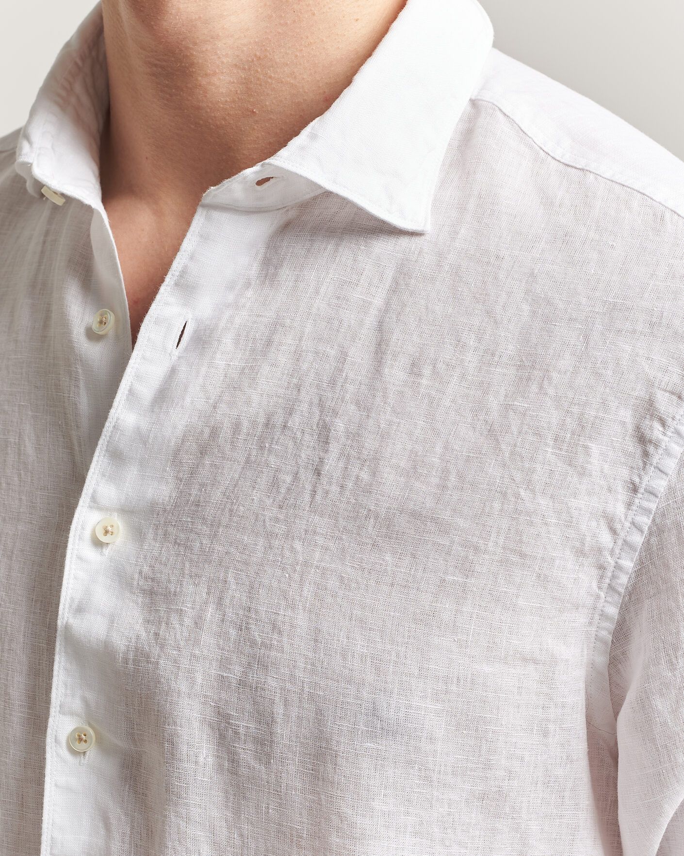 Herr | Skjortor | Stenströms | Regular Fit Cut Away Linen Shirt White