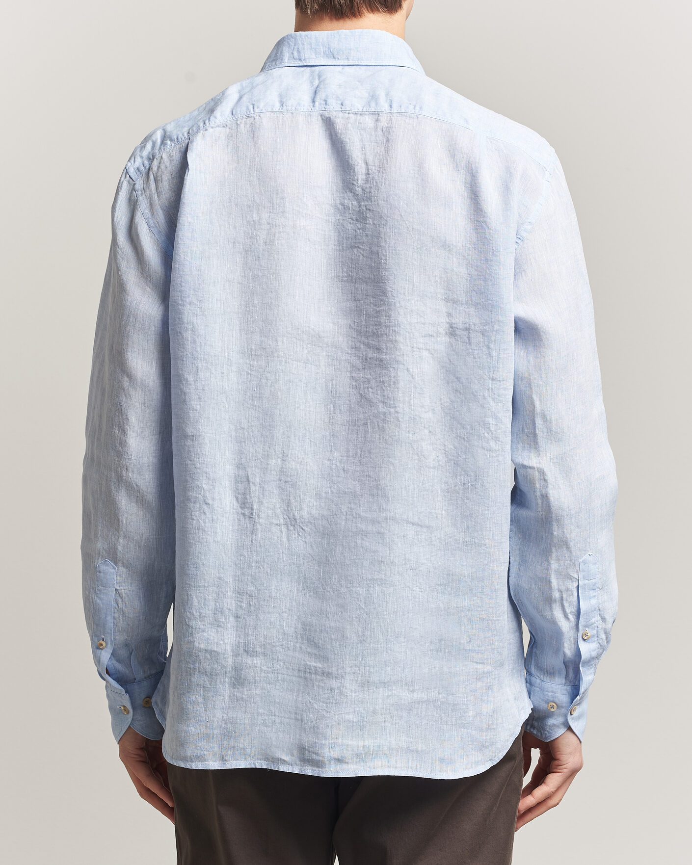 Herr | Skjortor | Stenströms | Regular Fit Cut Away Linen Shirt Light Blue