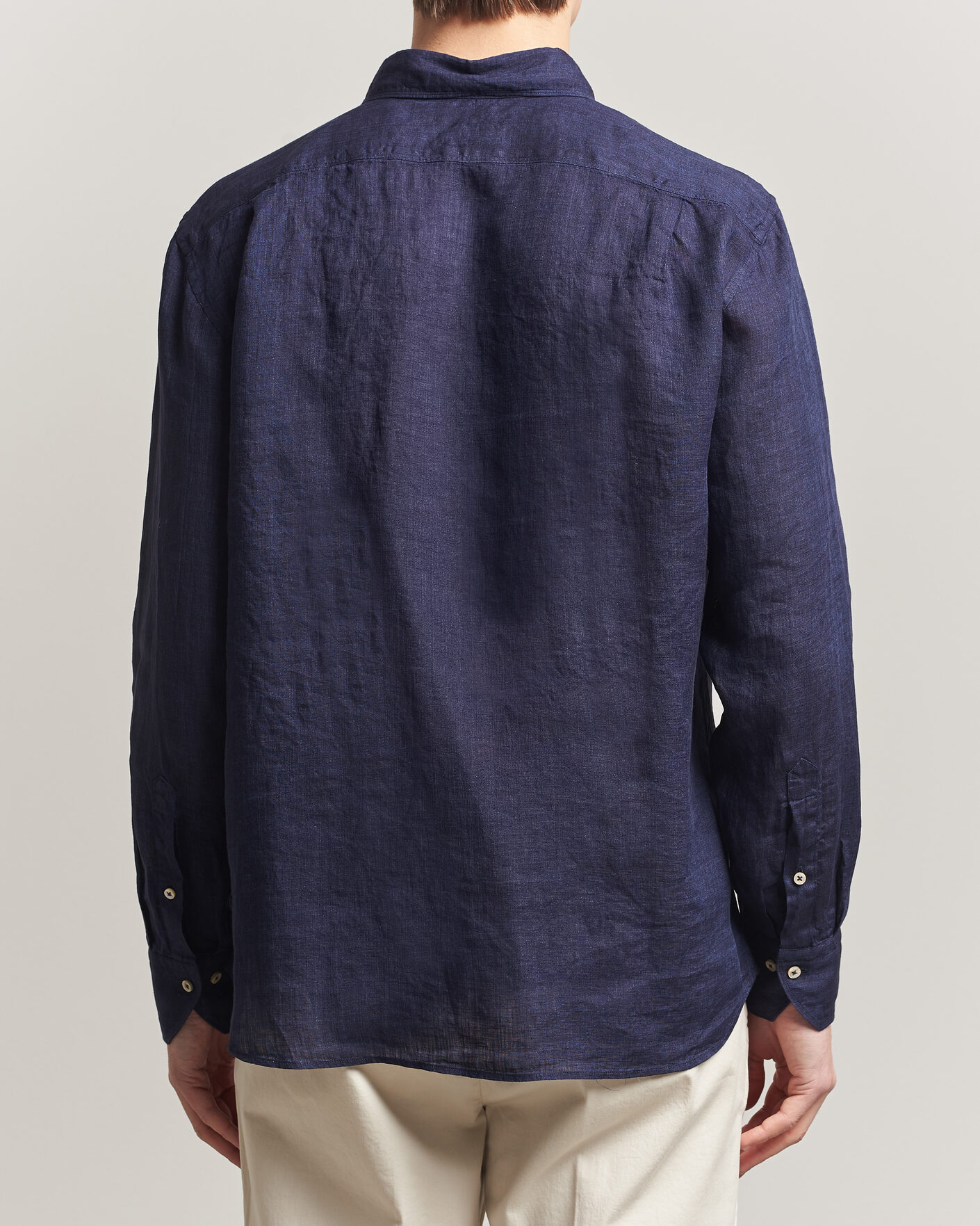 Herr | Skjortor | Stenströms | Regular Fit Cut Away Linen Shirt Navy