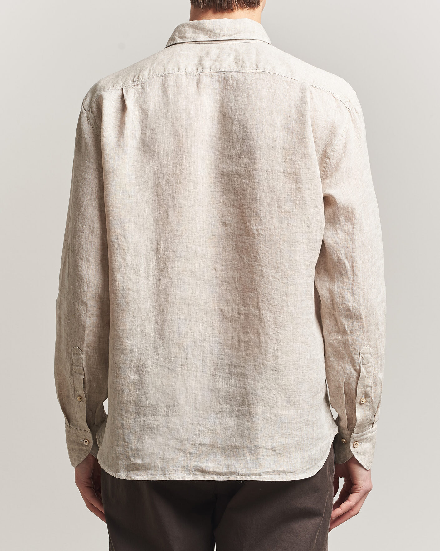 Herr | Skjortor | Stenströms | Regular Fit Cut Away Linen Shirt Beige