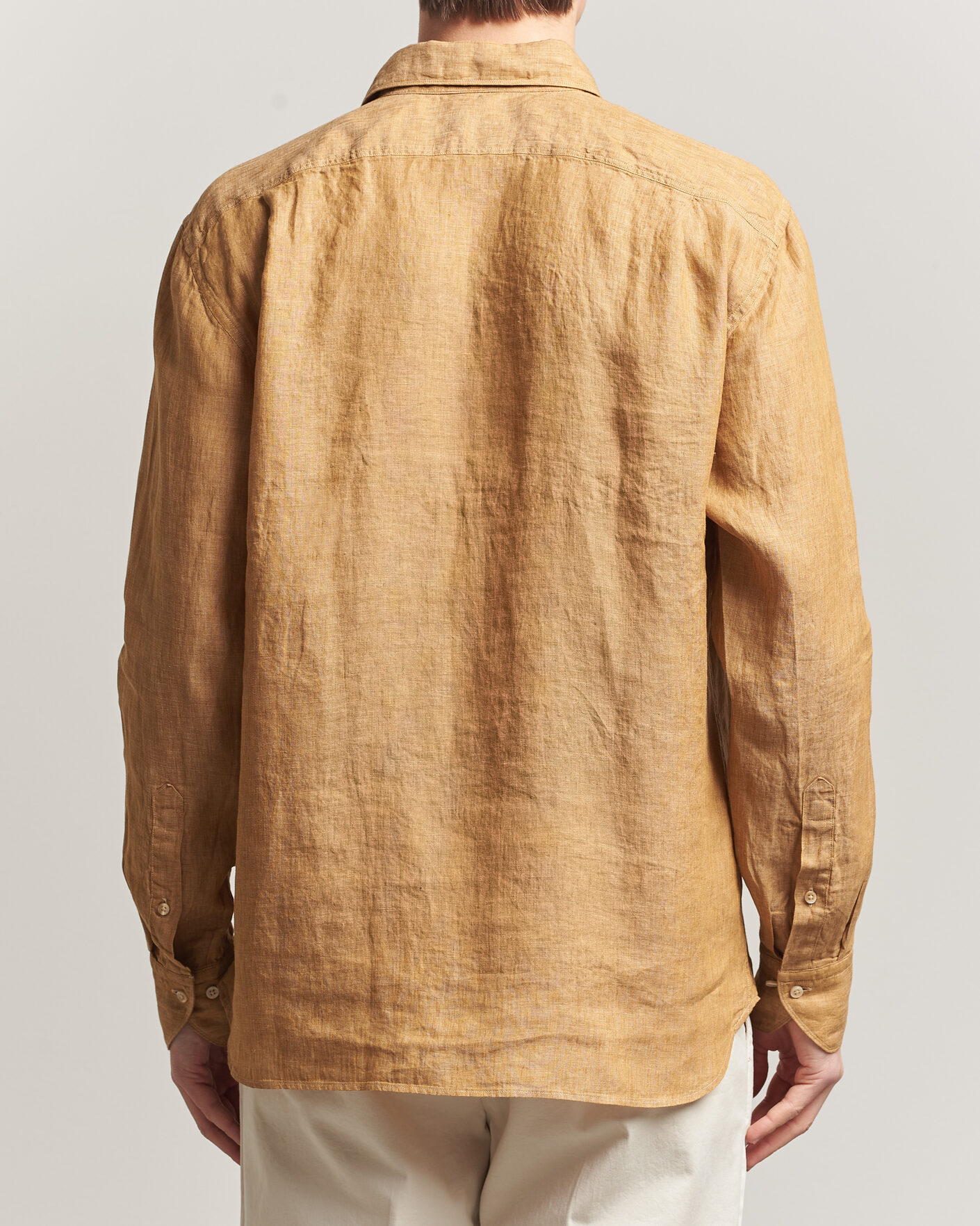 Herr | Skjortor | Stenströms | Regular Fit Cut Away Linen Shirt Light Brown