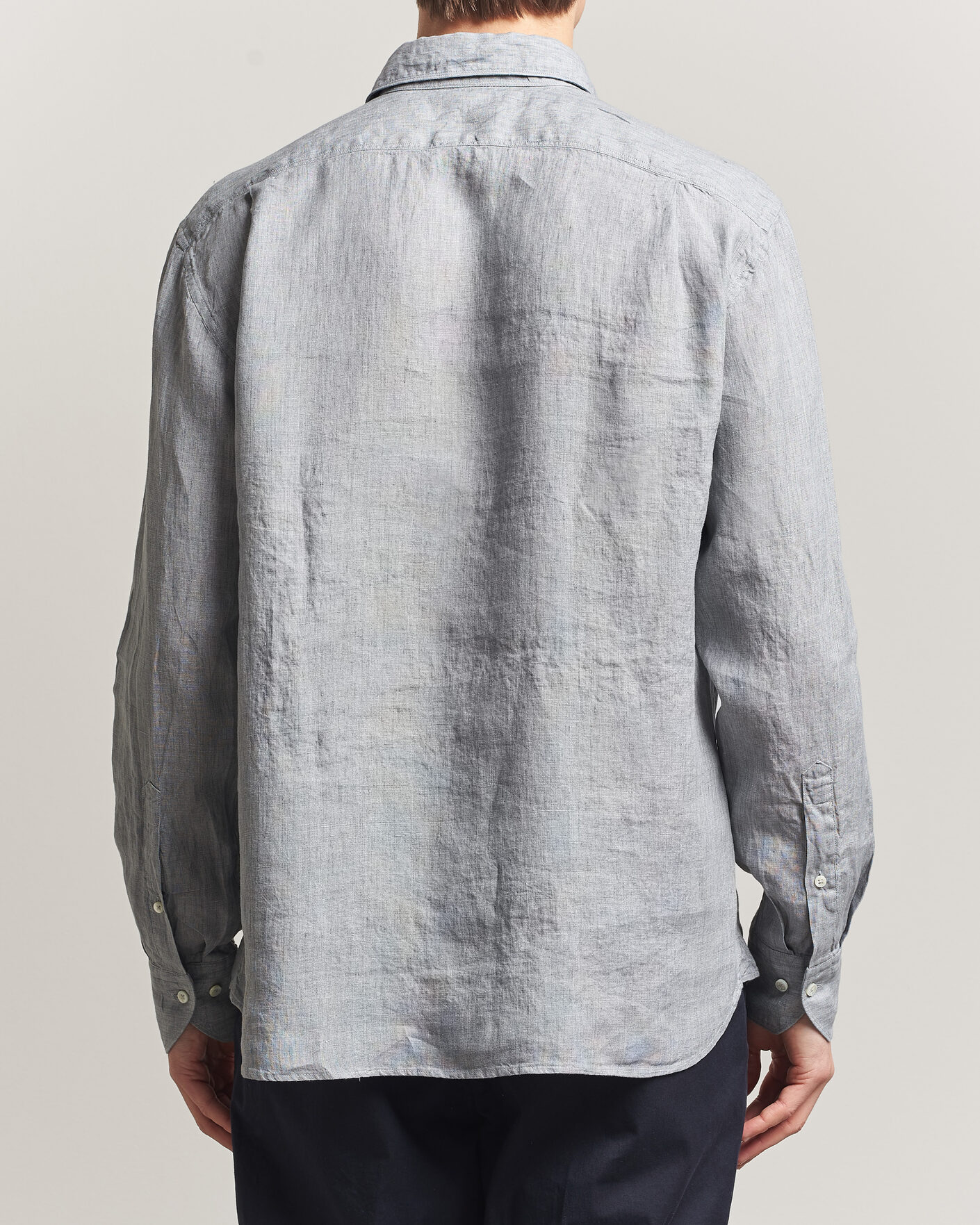 Herr | Skjortor | Stenströms | Regular Fit Cut Away Linen Shirt Grey