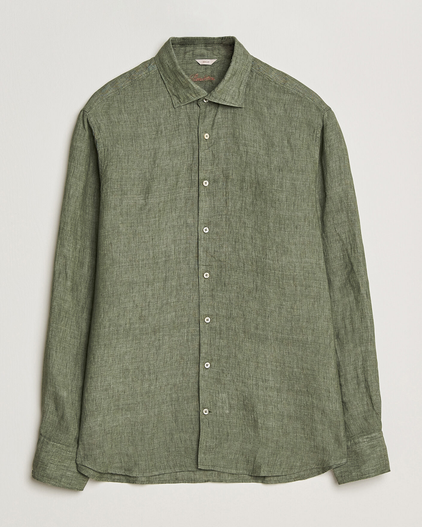 Herr | Skjortor | Stenströms | Regular Fit Cut Away Linen Shirt Green