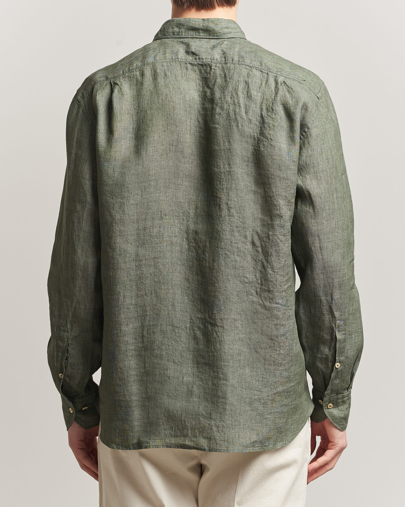 Herr | Skjortor | Stenströms | Regular Fit Cut Away Linen Shirt Green