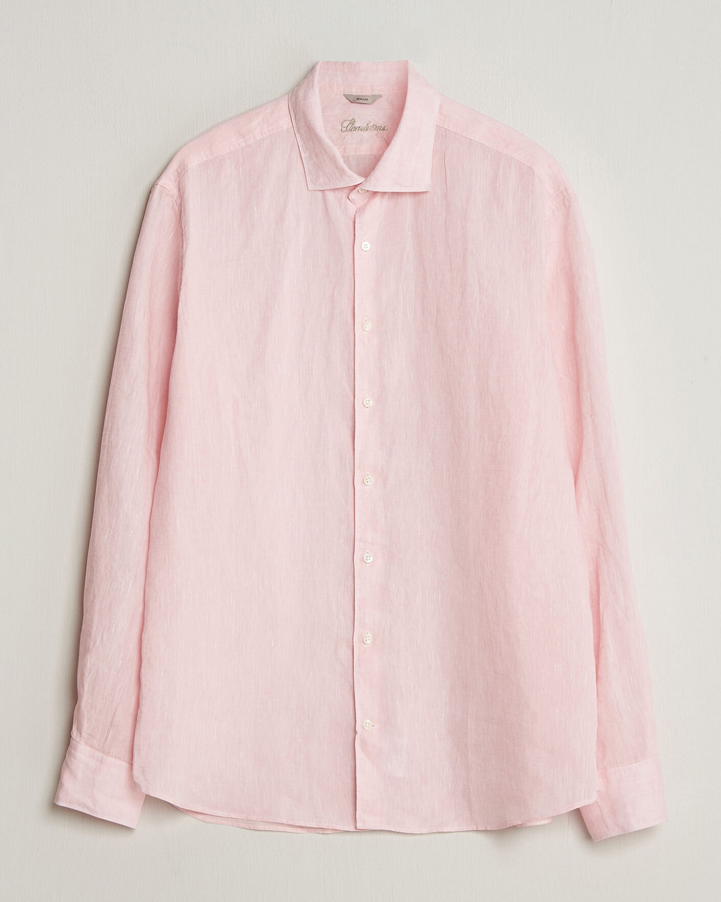 Herr | Skjortor | Stenströms | Regular Fit Cut Away Linen Shirt Soft Pink