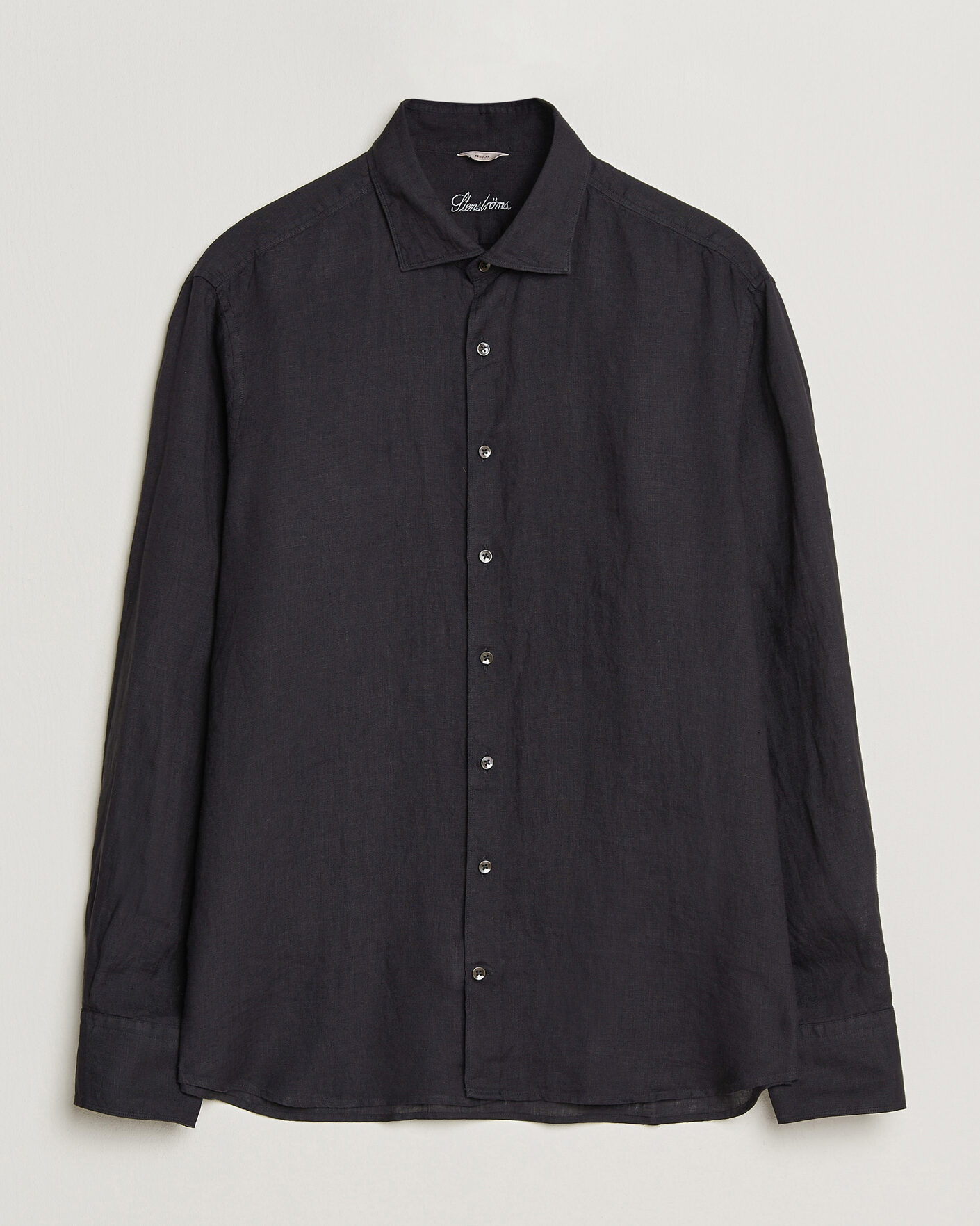 Herr | Skjortor | Stenströms | Regular Fit Cut Away Linen Shirt Black