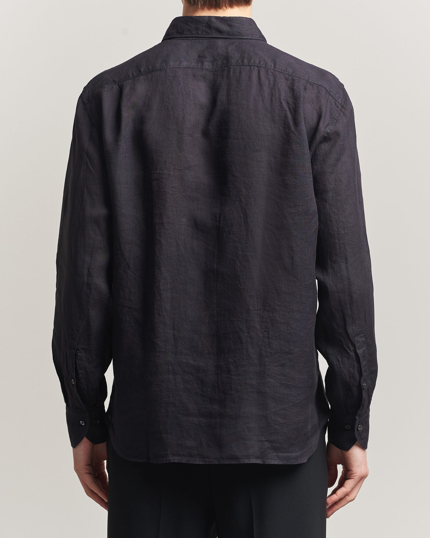 Herr | Skjortor | Stenströms | Regular Fit Cut Away Linen Shirt Black