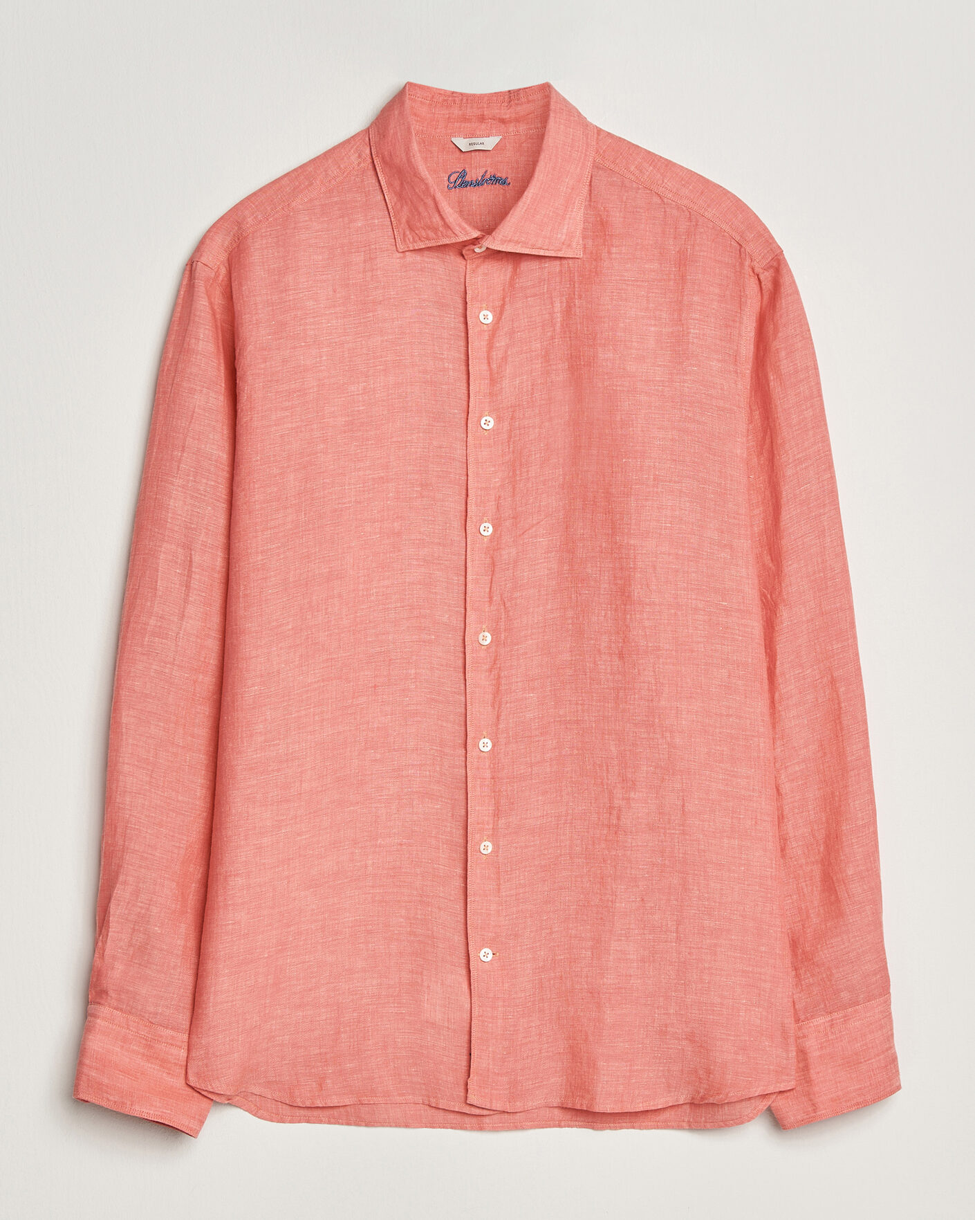 Herr | Skjortor | Stenströms | Regular Fit Cut Away Linen Shirt Raspberry