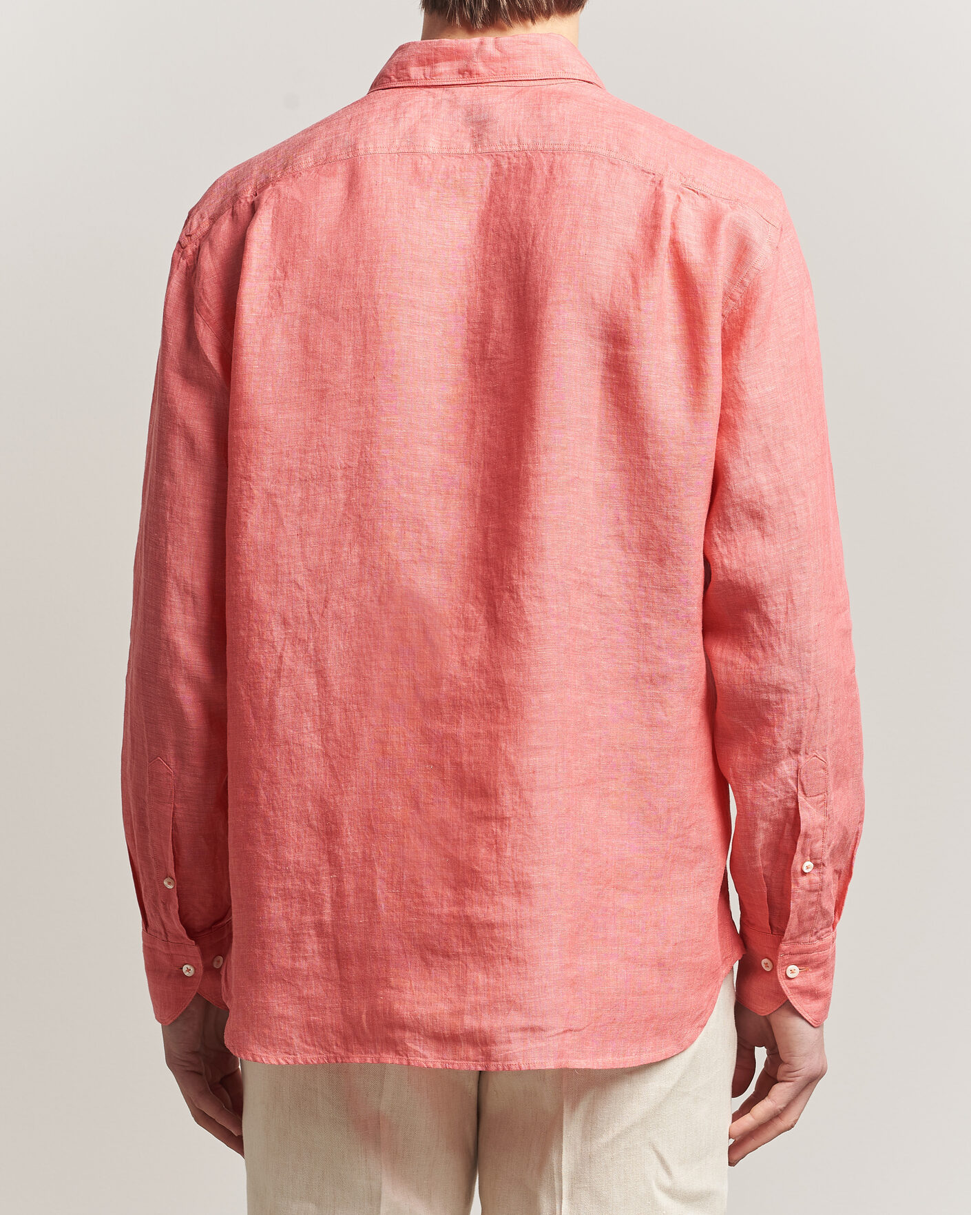 Herr | Skjortor | Stenströms | Regular Fit Cut Away Linen Shirt Raspberry