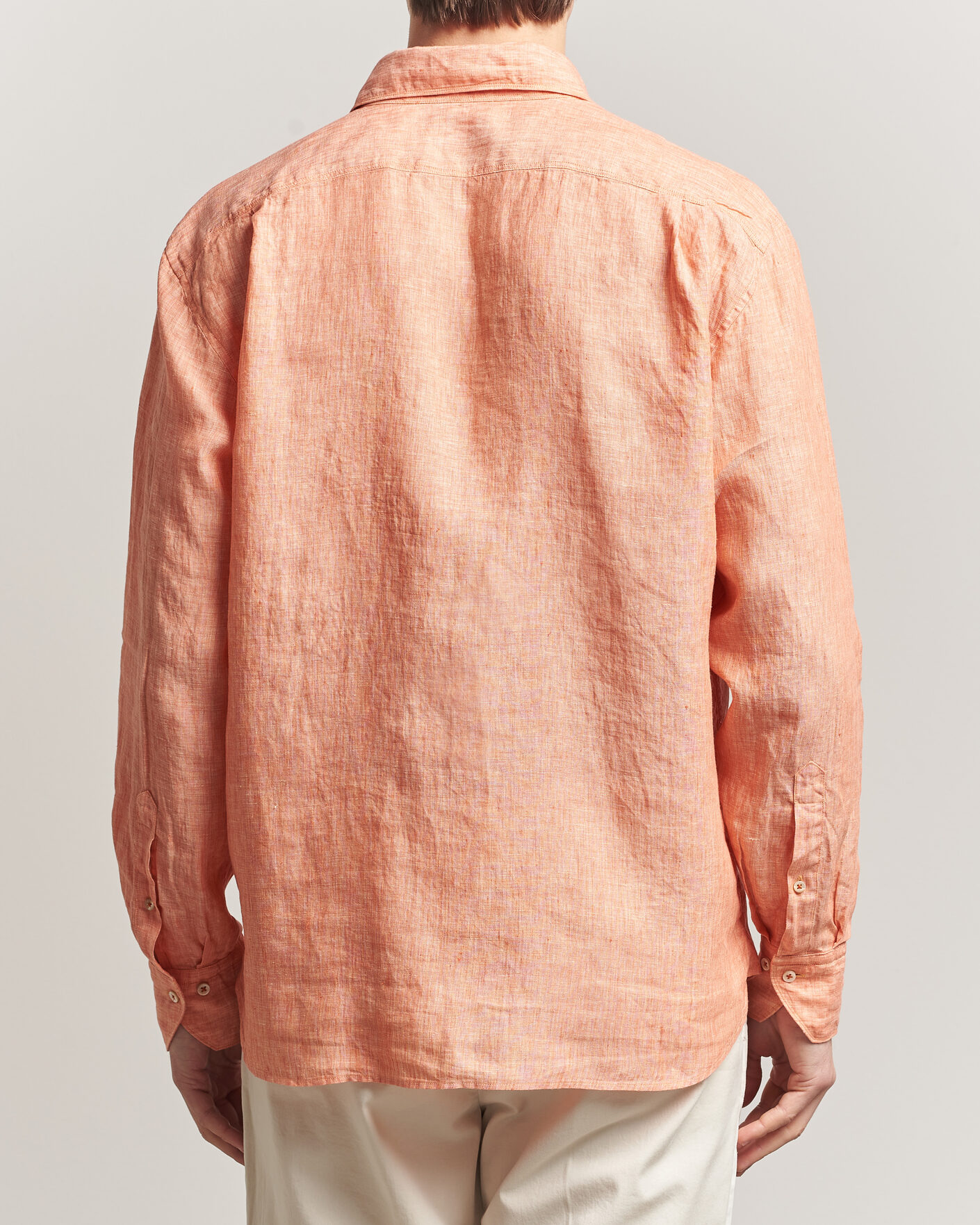 Herr | Skjortor | Stenströms | Regular Fit Cut Away Linen Shirt Orange