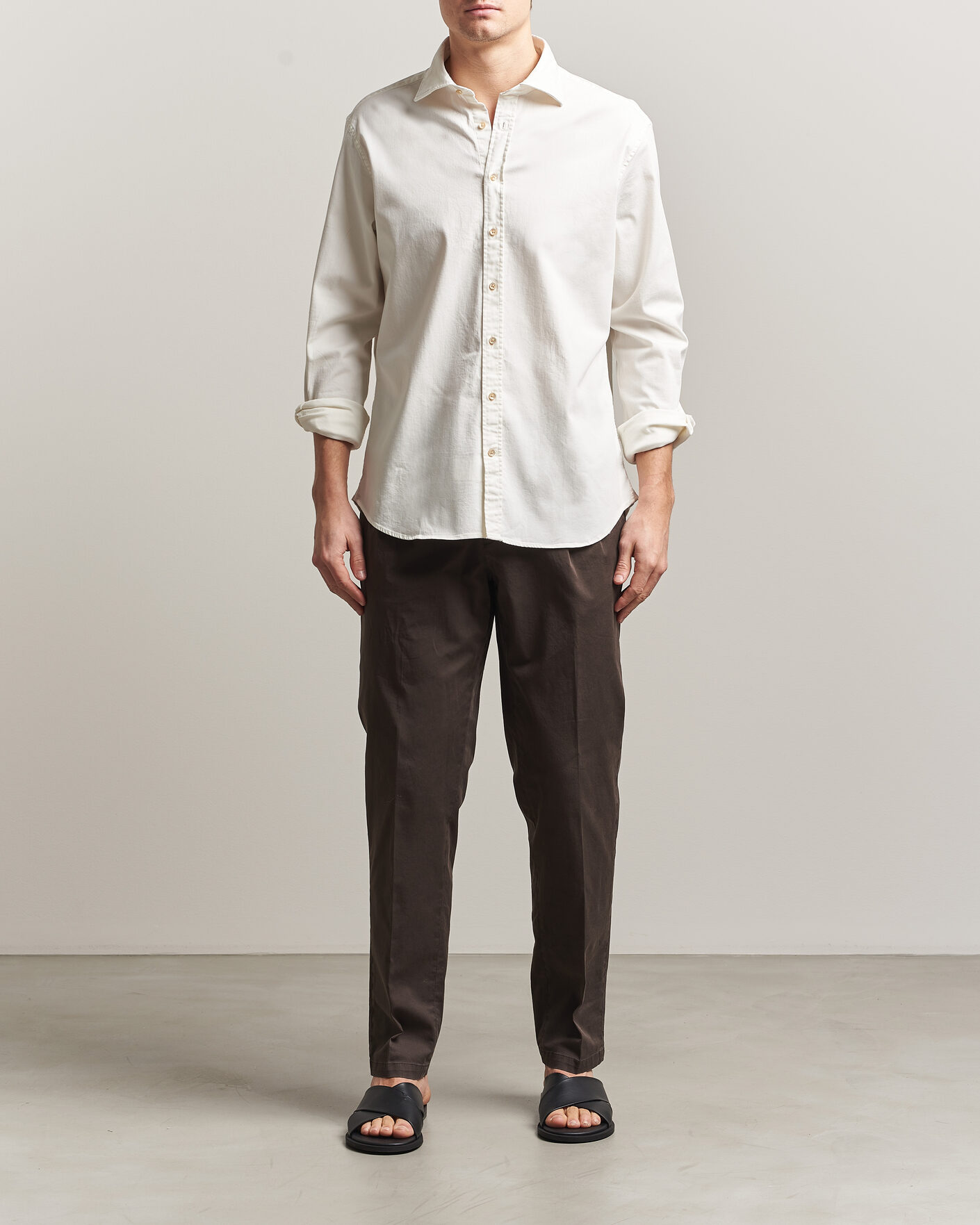Herr | Skjortor | Stenströms | Regular Fit Garment Washed Denim Shirt White