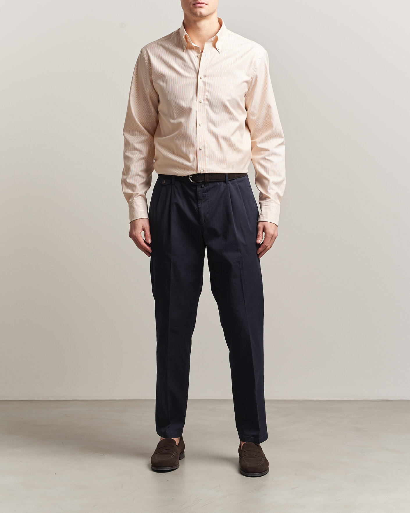 Herr | Skjortor | Stenströms | Regular Fit Thin Striped Oxford Shirt Orange