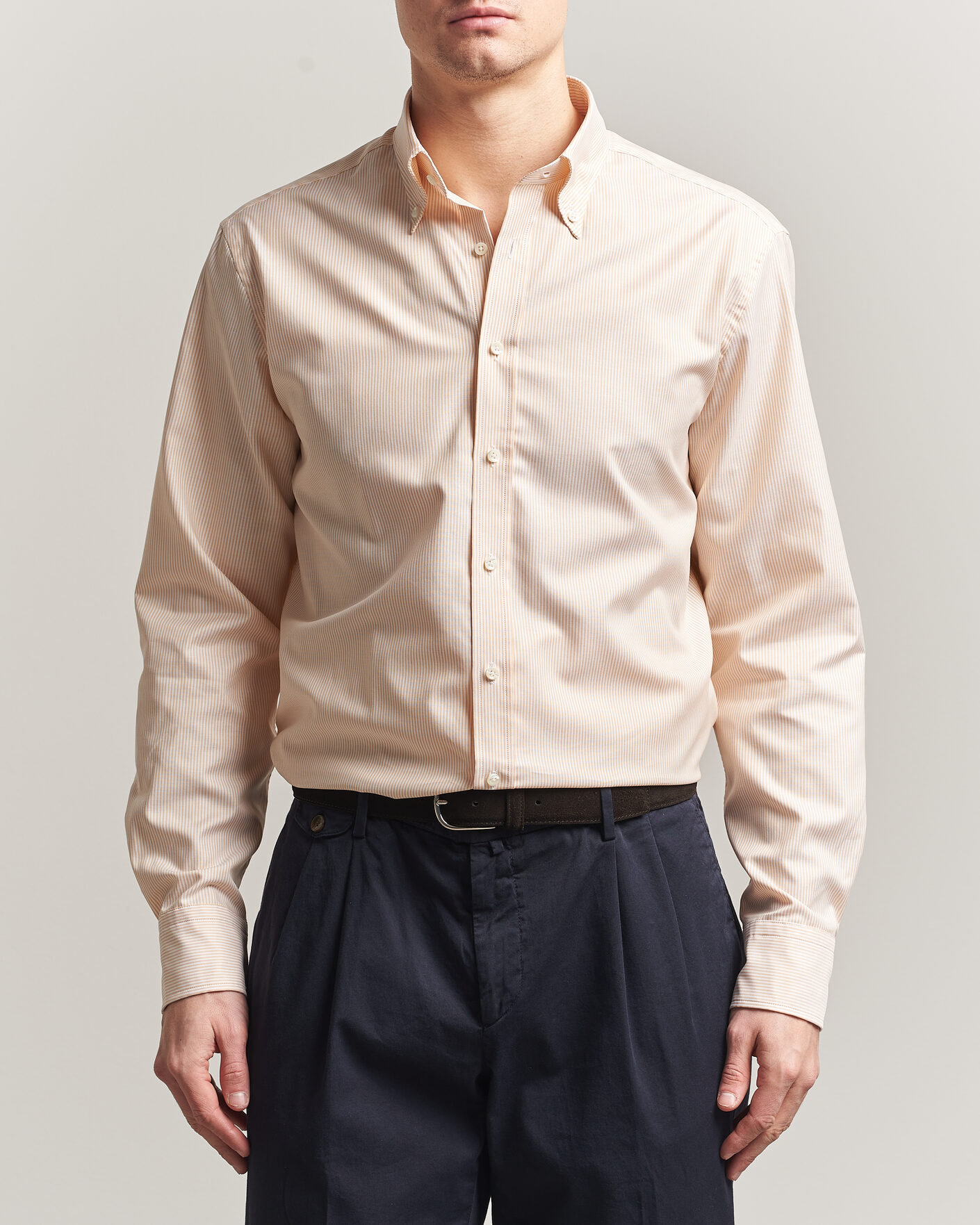 Herr | Skjortor | Stenströms | Regular Fit Thin Striped Oxford Shirt Orange