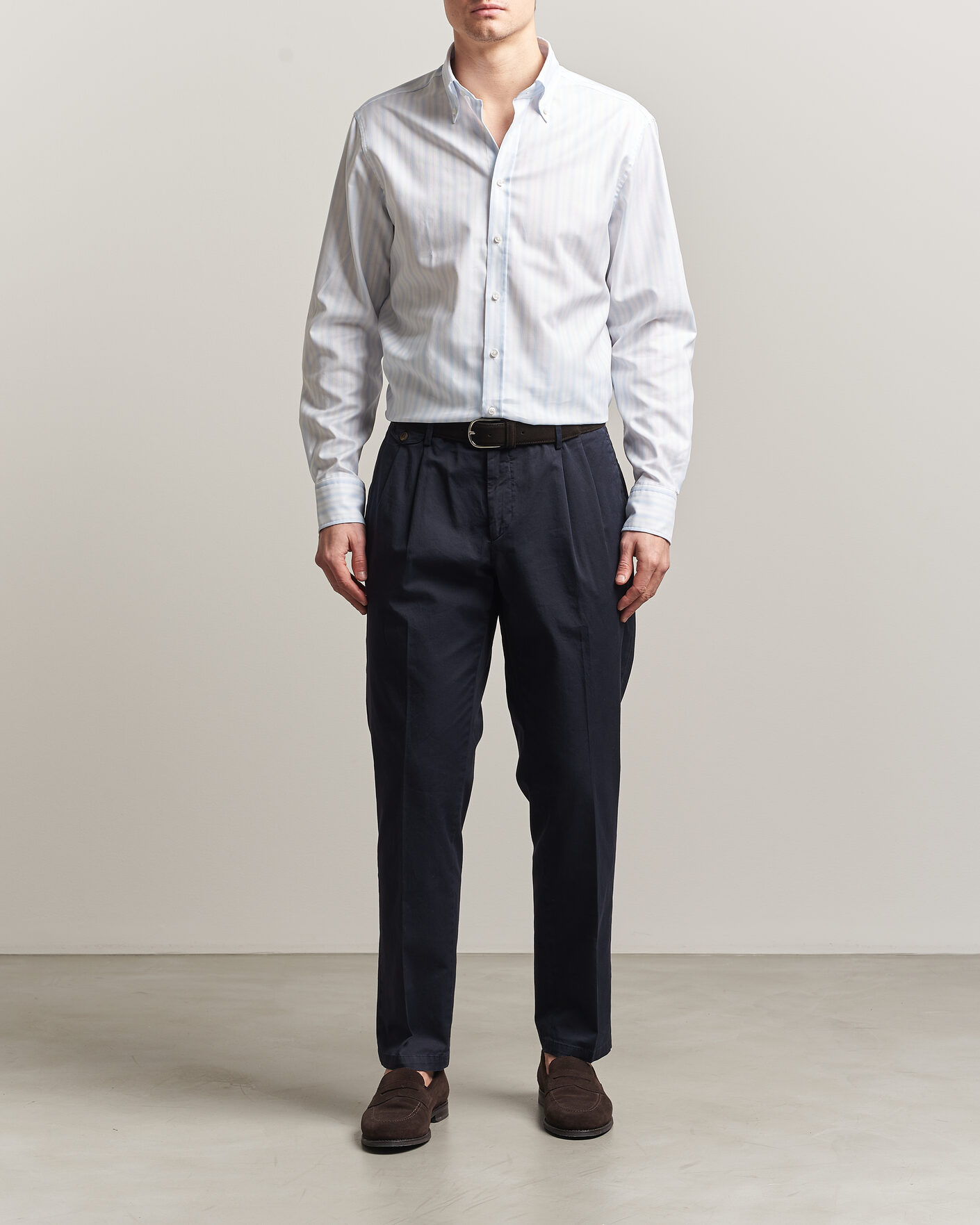 Herr | Skjortor | Stenströms | Regular Fit Striped Oxford Shirt Light Blue