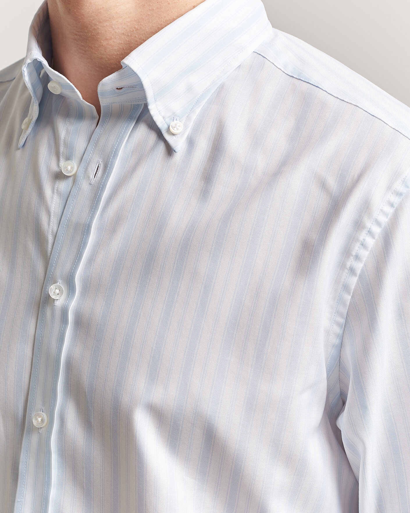 Herr | Skjortor | Stenströms | Regular Fit Striped Oxford Shirt Light Blue