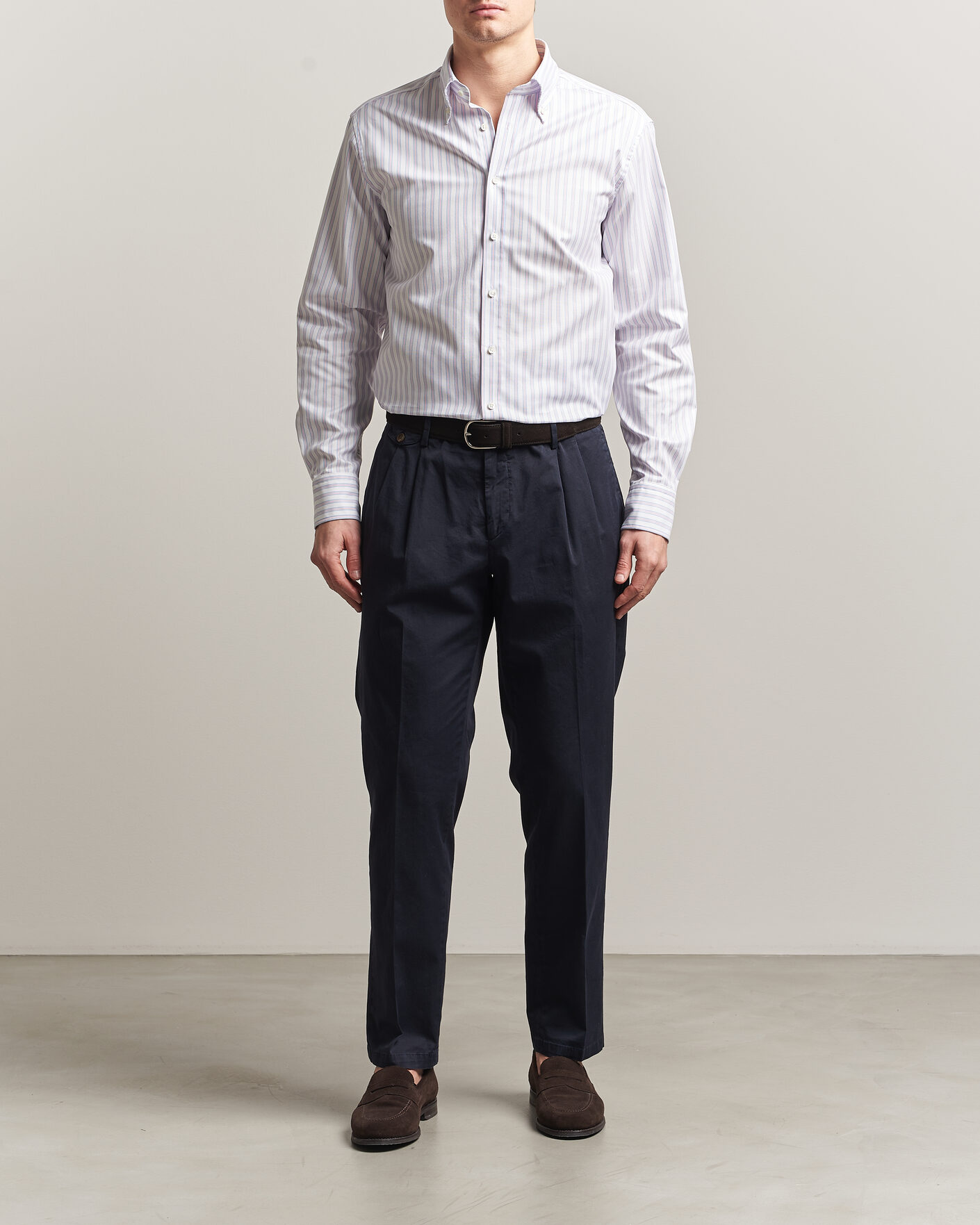 Herr | Skjortor | Stenströms | Regular Fit Multi Striped Oxford Shirt Blue/Pink
