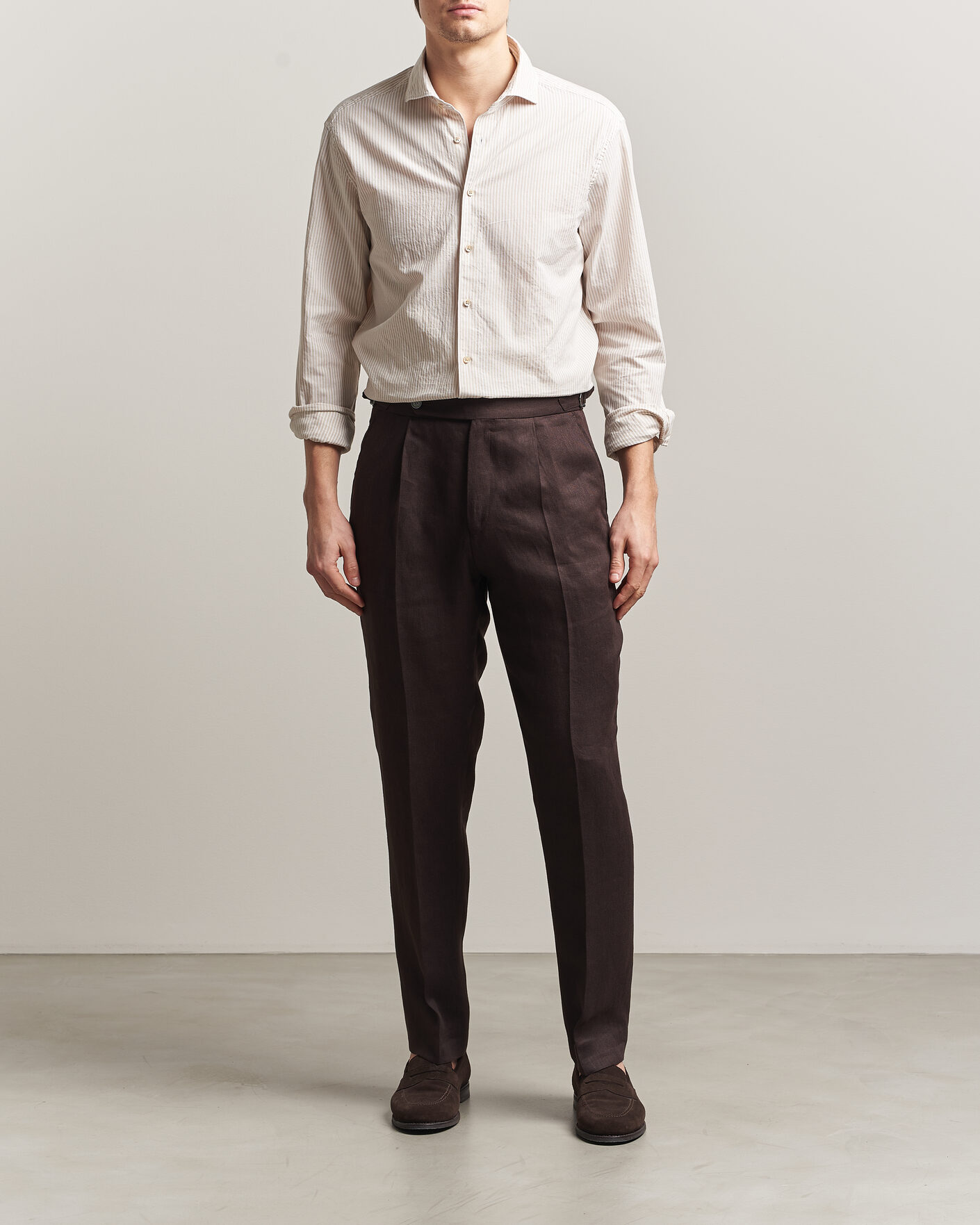 Herr | Skjortor | Stenströms | Regular Fit Structured Stripe Shirt Beige