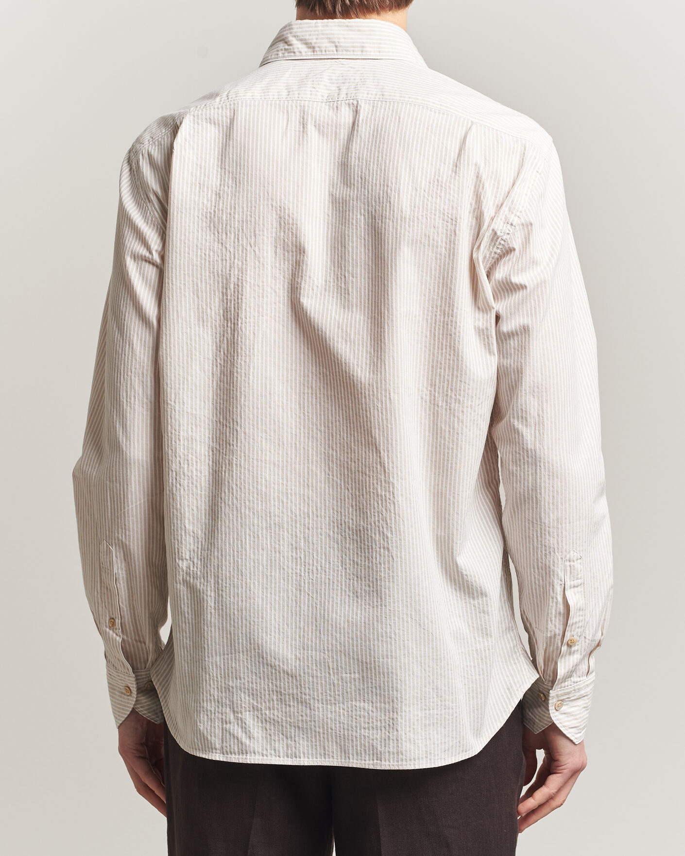 Herr | Skjortor | Stenströms | Regular Fit Structured Stripe Shirt Beige