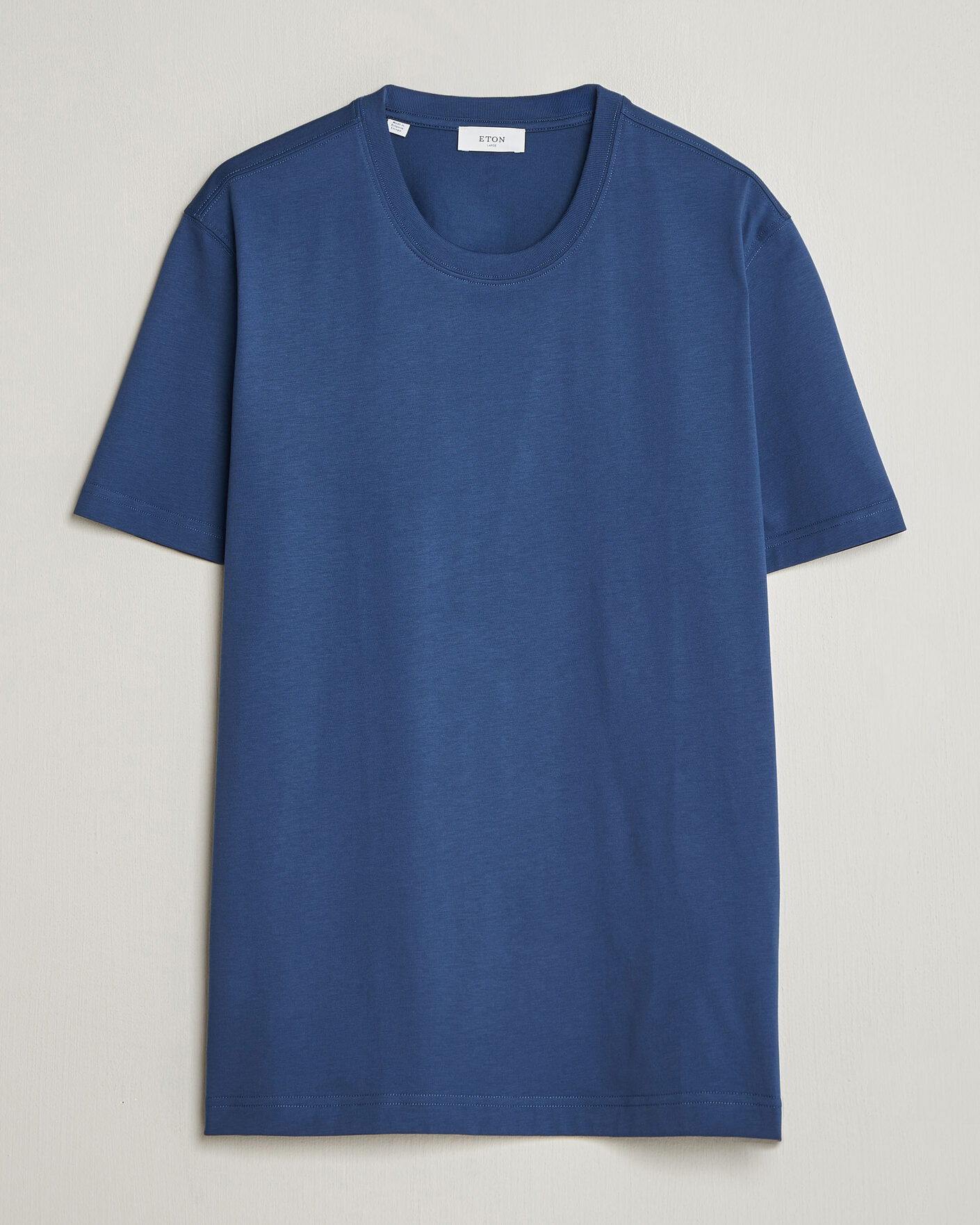 Herr | T-Shirts | Eton | Supima Cotton Crew Neck T-Shirt Mid Blue