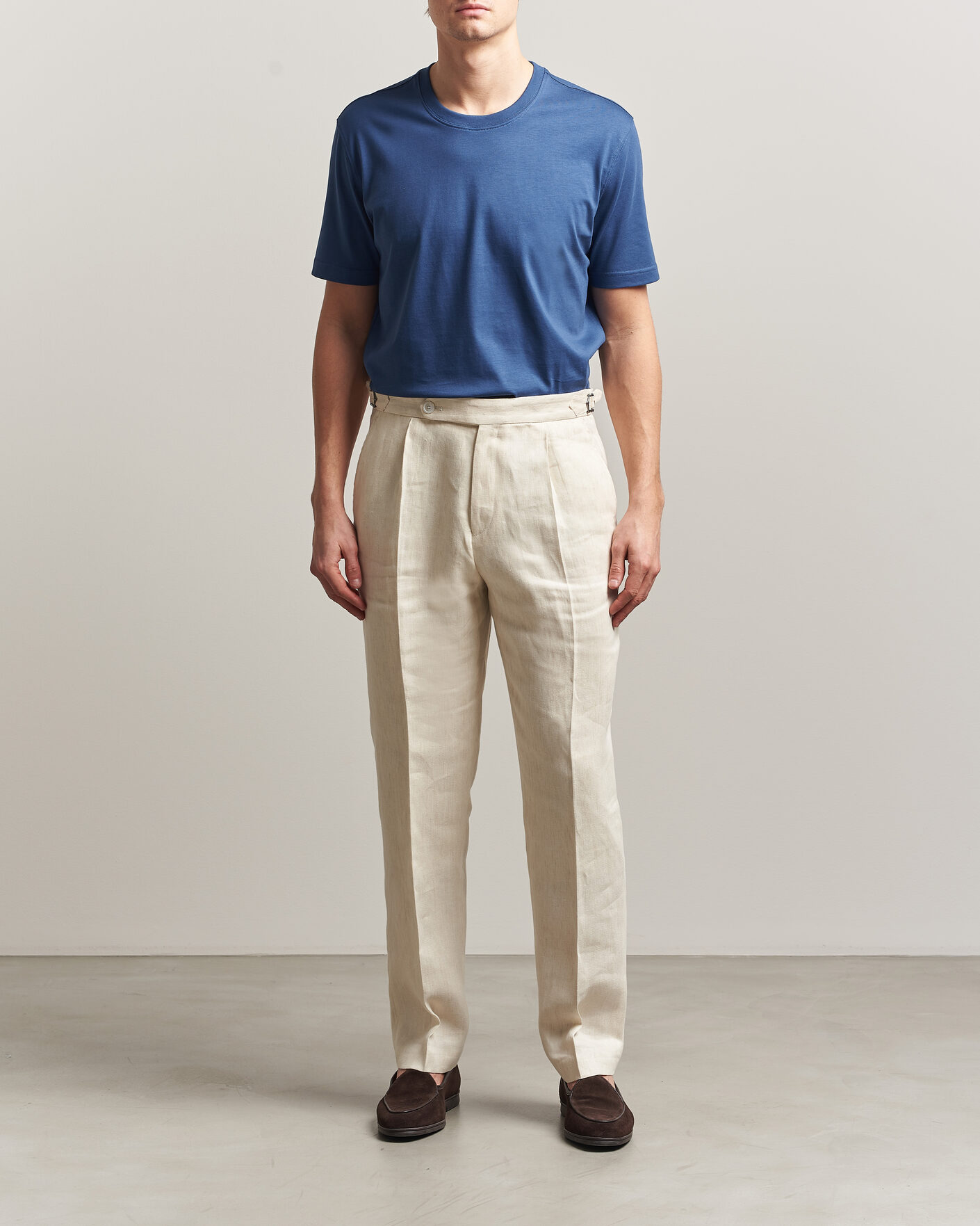 Herr | T-Shirts | Eton | Supima Cotton Crew Neck T-Shirt Mid Blue