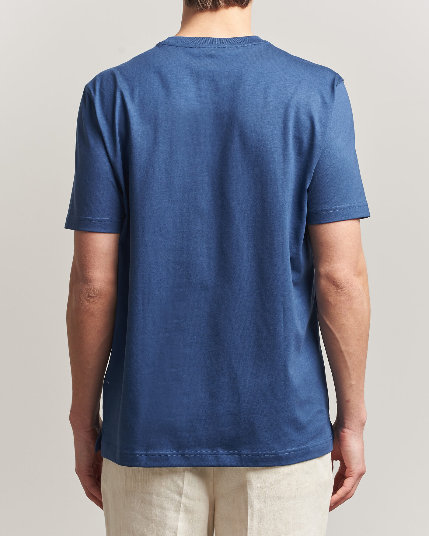 Herr | T-Shirts | Eton | Supima Cotton Crew Neck T-Shirt Mid Blue