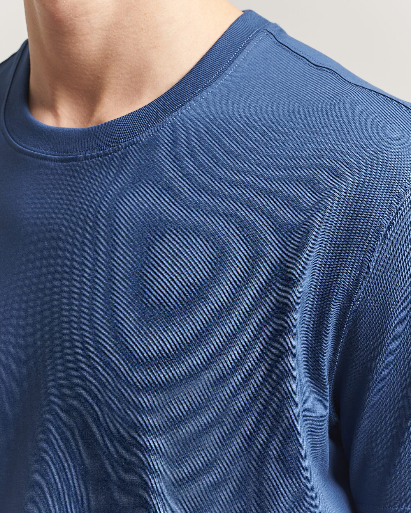 Herr | T-Shirts | Eton | Supima Cotton Crew Neck T-Shirt Mid Blue