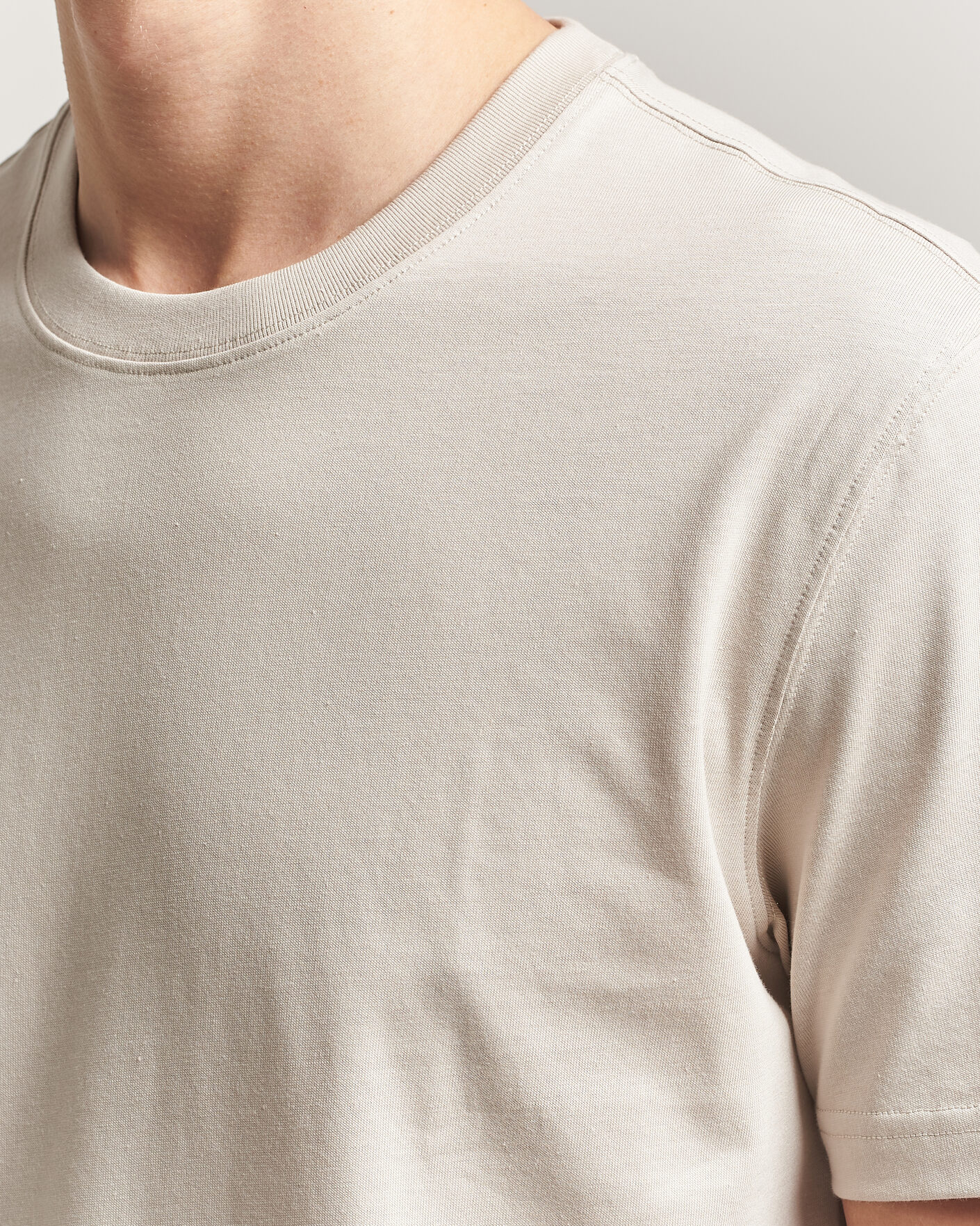 Herr | T-Shirts | Eton | Supima Cotton Crew Neck T-Shirt Beige