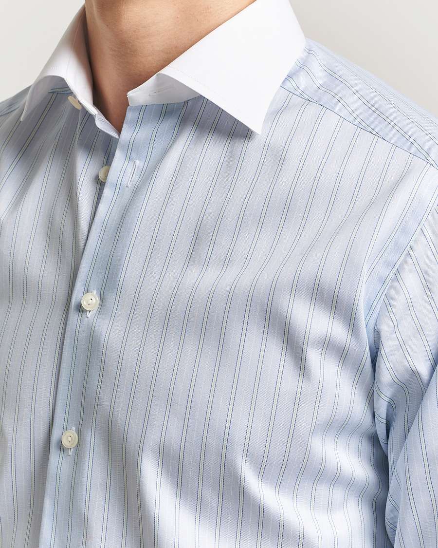 Herr | Skjortor | Eton | Slim Fit Signature Twill Striped Shirt Light Blue