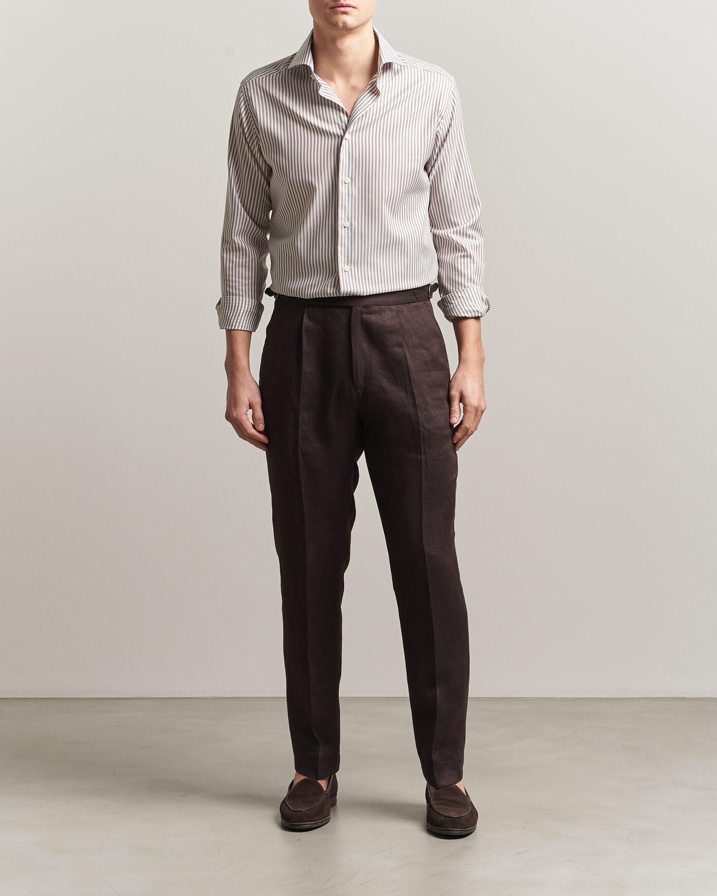 Herr | Skjortor | Eton | Slim Fit Signature Oxford Striped Shirt Beige