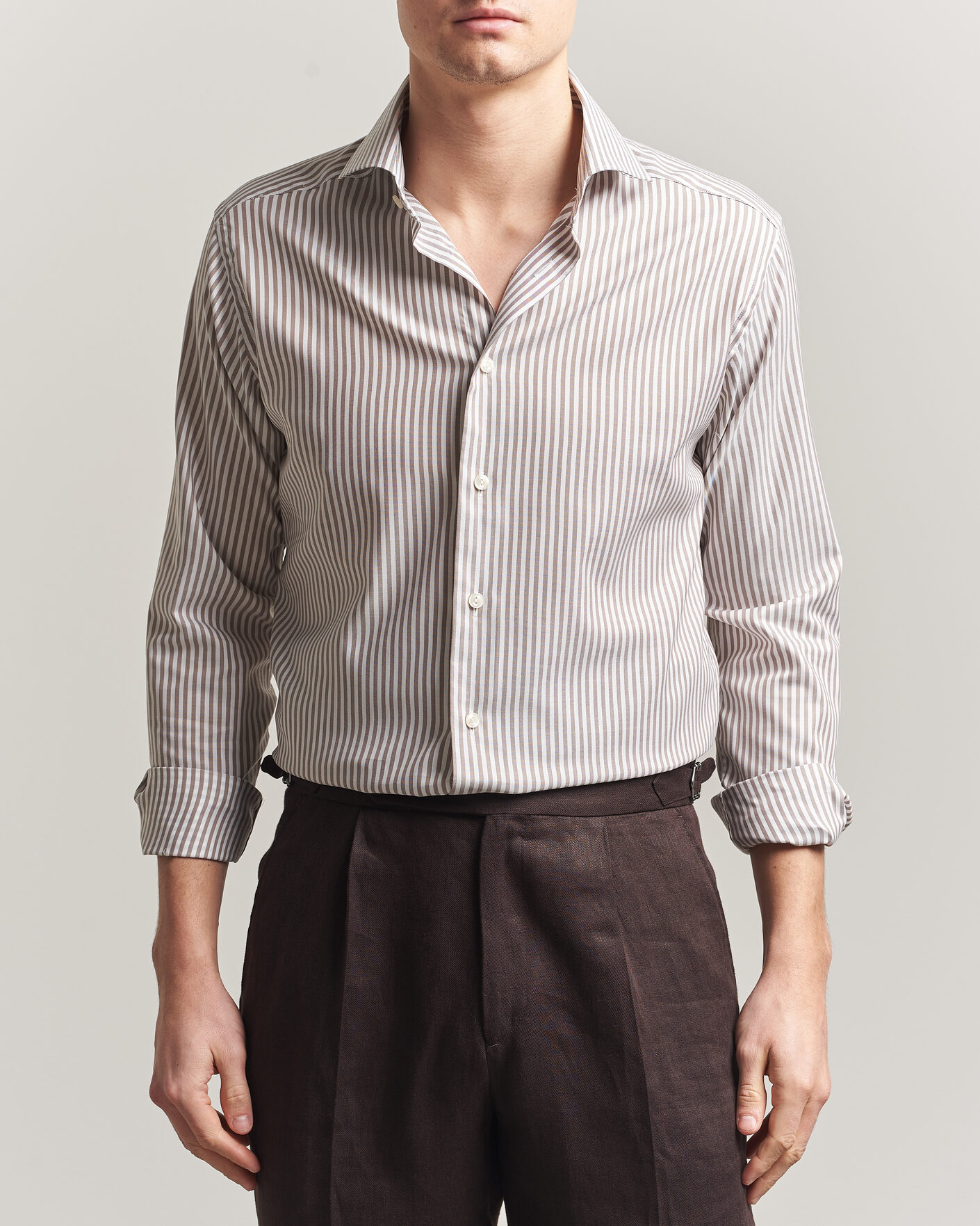 Herr | Skjortor | Eton | Slim Fit Signature Oxford Striped Shirt Beige