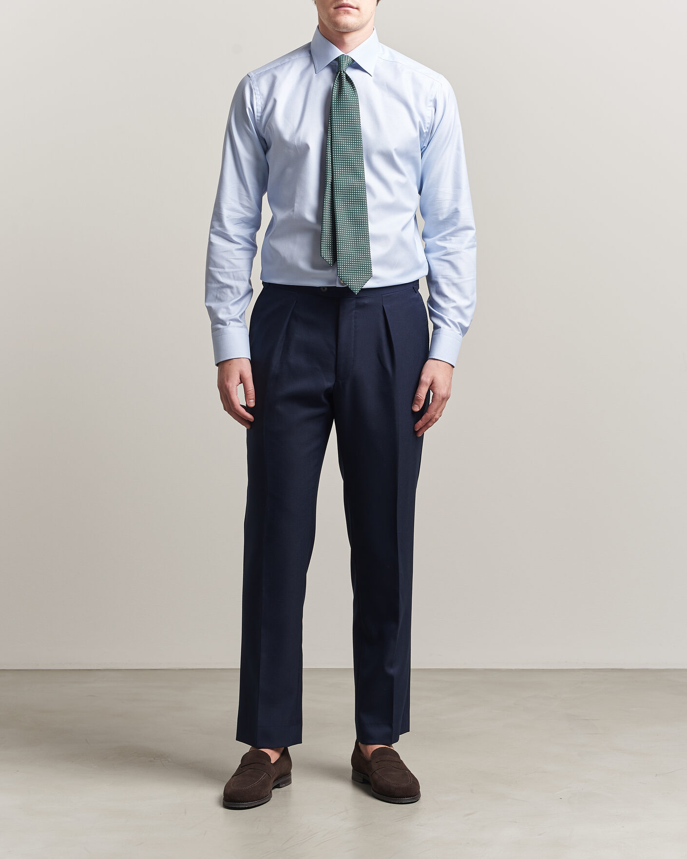 Herr | Skjortor | Eton | Slim Fit Signature Twill Houndstooth Shirt Light Blue