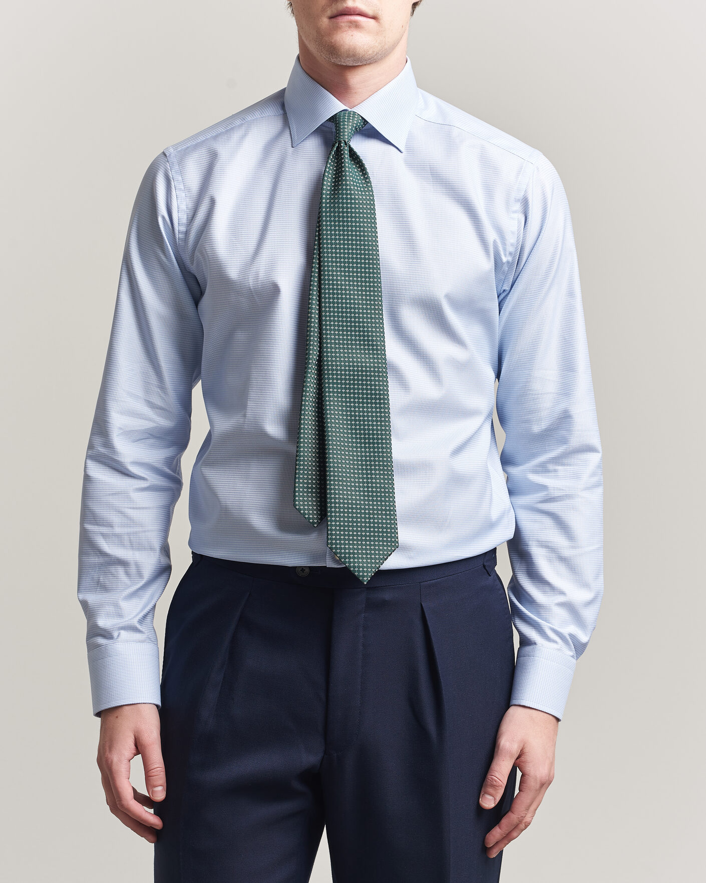 Herr | Skjortor | Eton | Slim Fit Signature Twill Houndstooth Shirt Light Blue