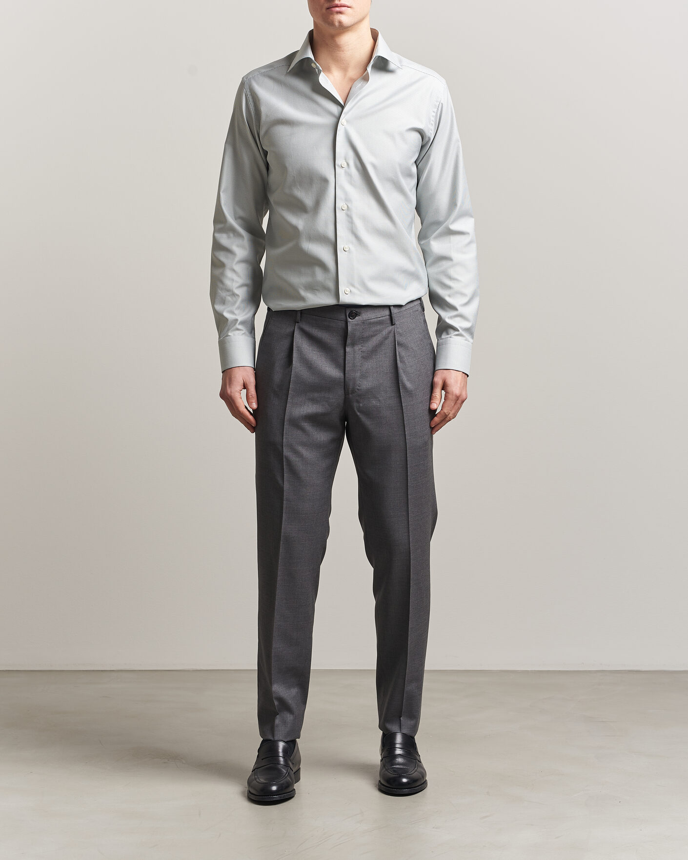 Herr | Skjortor | Eton | Slim Fit Signature Twill Houndstooth Shirt Light Green